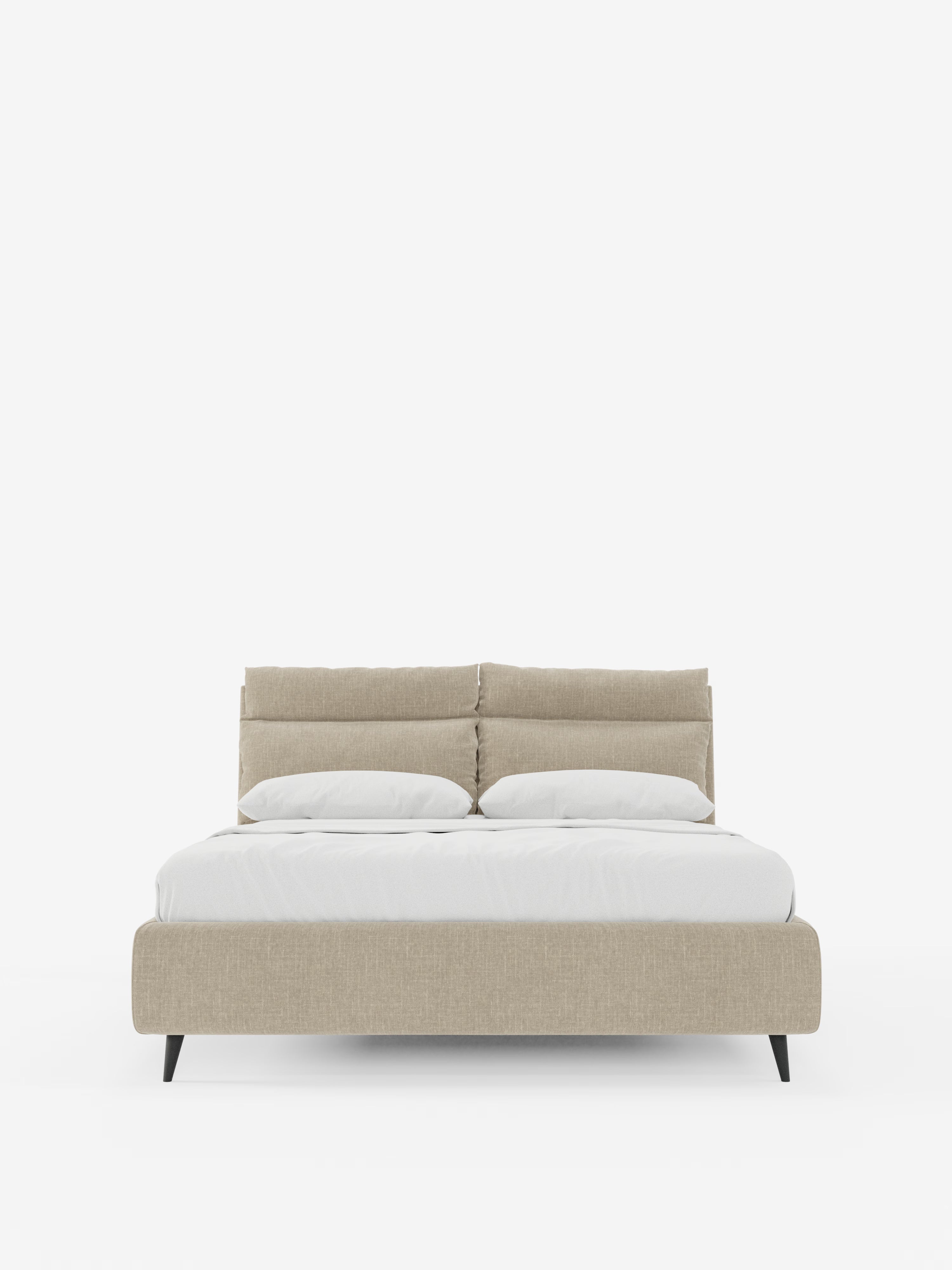 Jerry Upholstered storage bed with reclining cushions in stain-resistant chenille fabric Quick-Clean