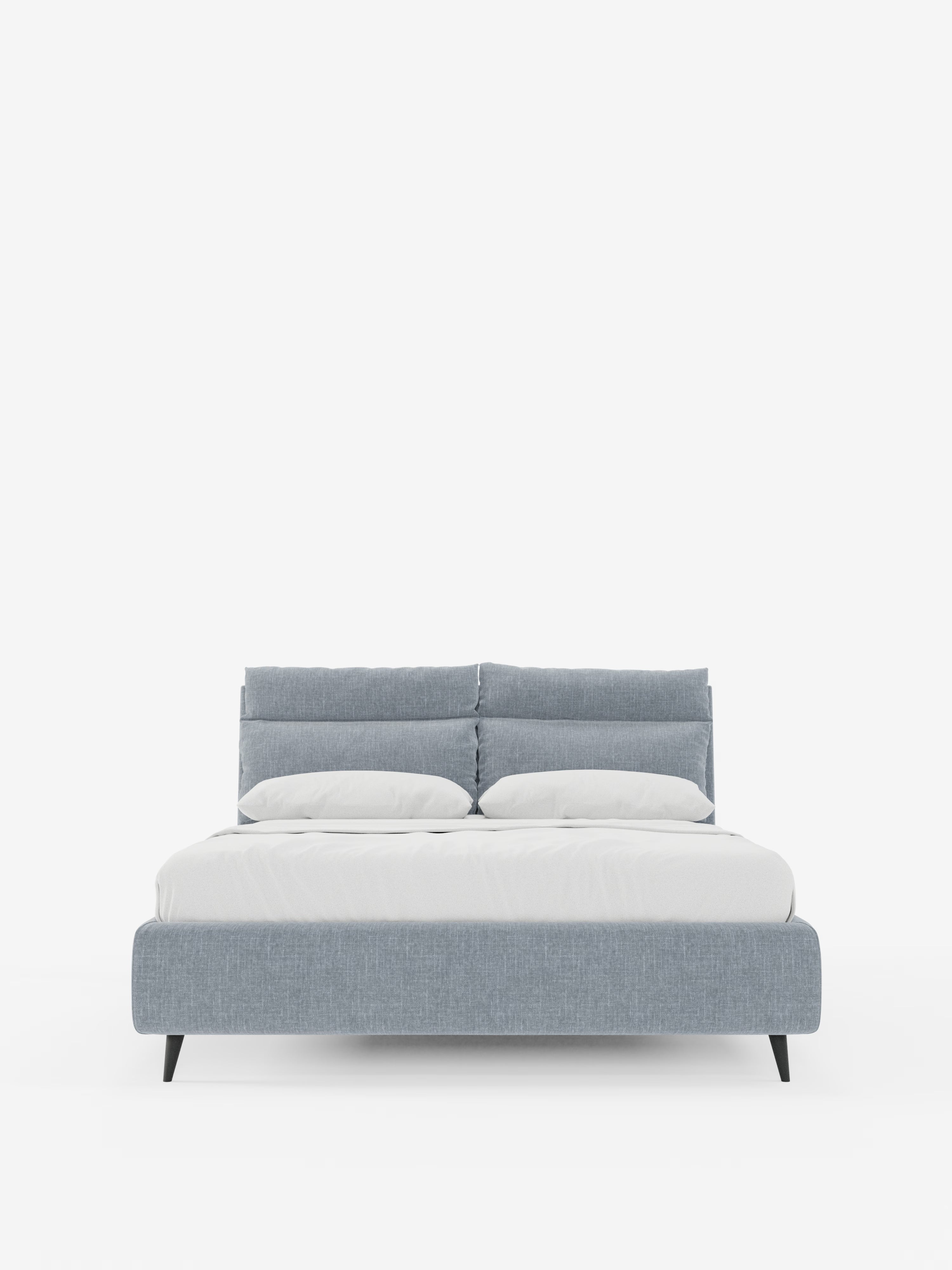 Jerry Upholstered storage bed with reclining cushions in stain-resistant chenille fabric Quick-Clean