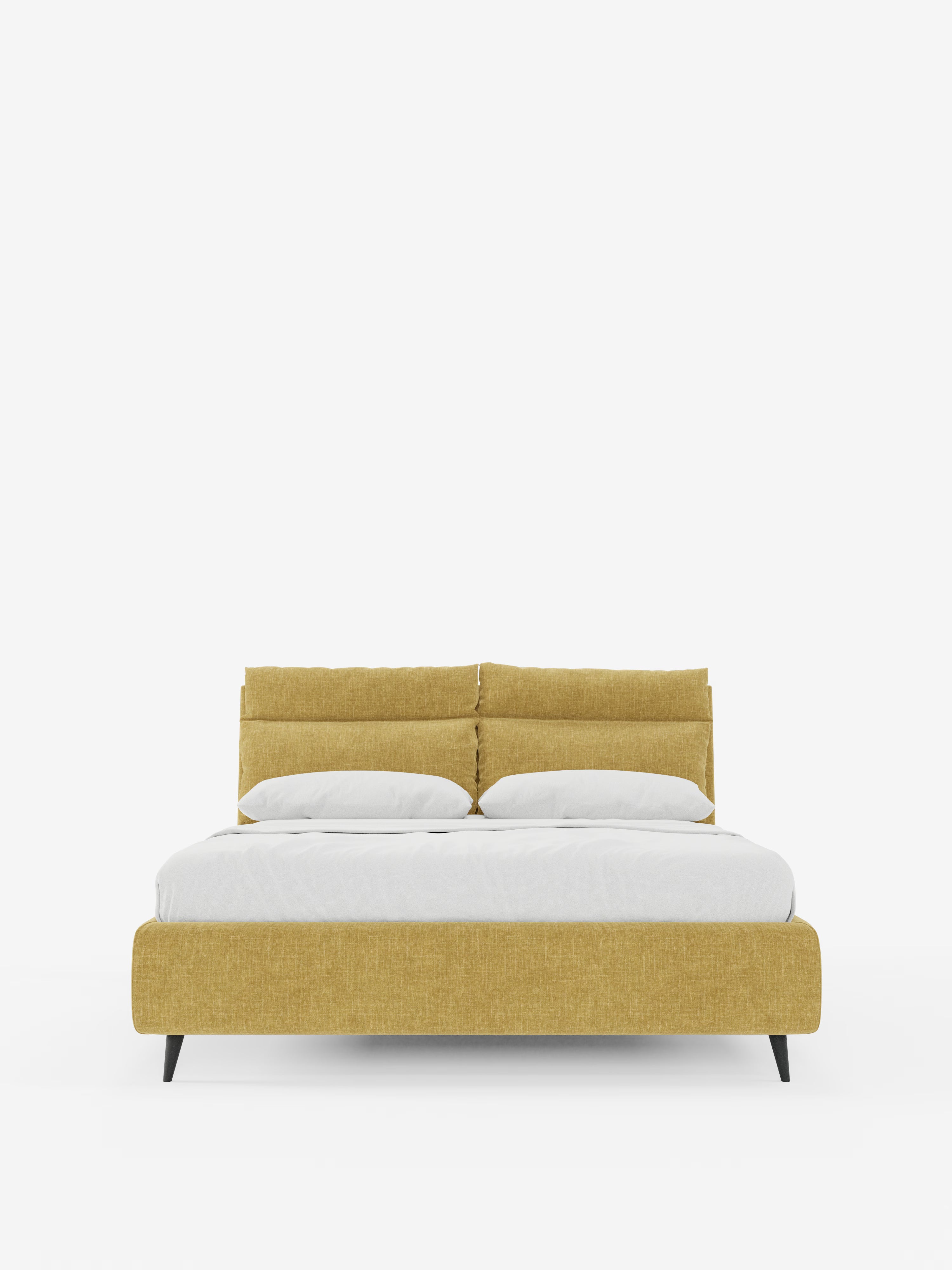 Jerry Upholstered storage bed with reclining cushions in stain-resistant chenille fabric Quick-Clean