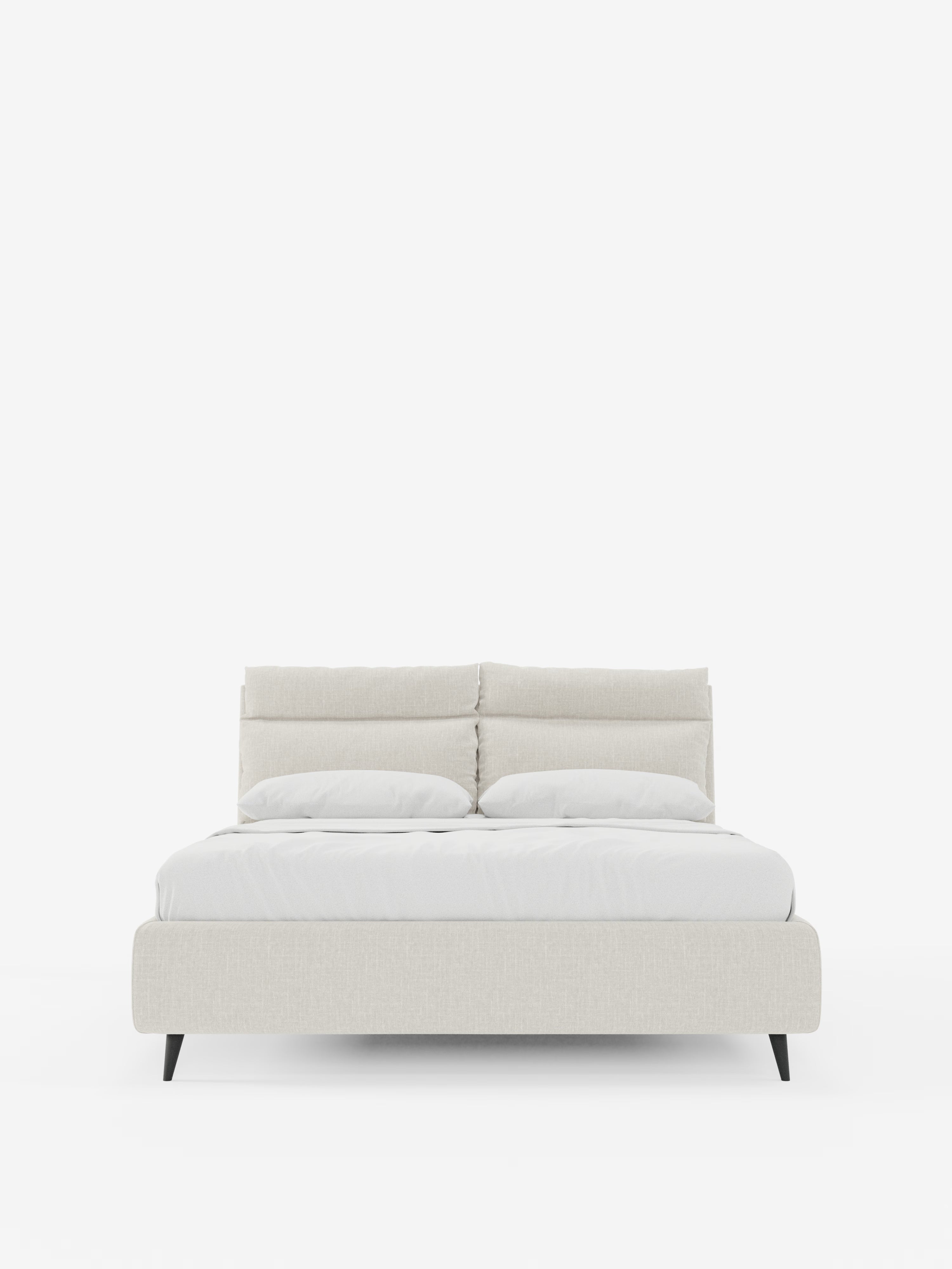 Jerry Upholstered storage bed with reclining cushions in stain-resistant chenille fabric Quick-Clean