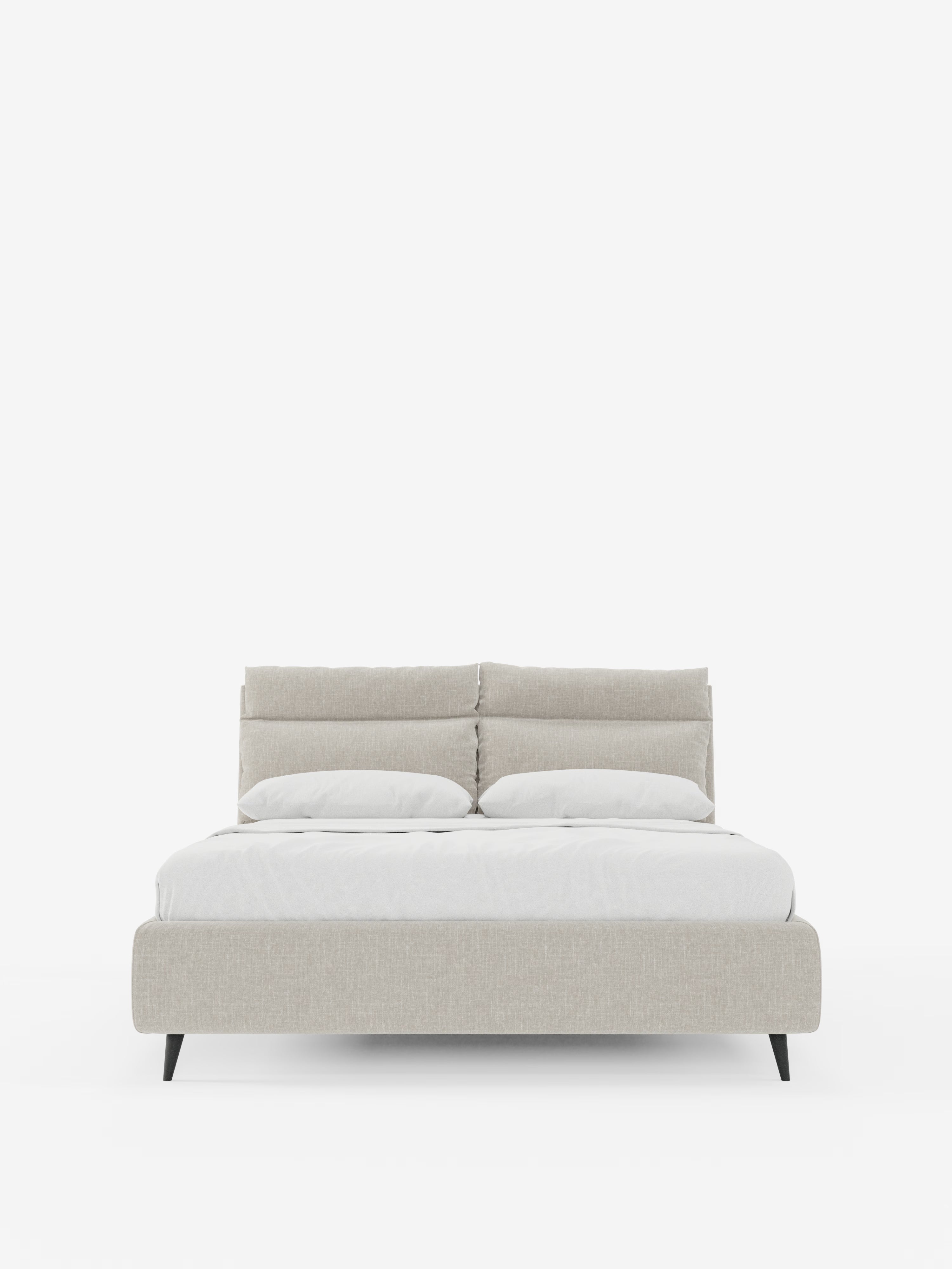 Jerry Upholstered storage bed with reclining cushions in stain-resistant chenille fabric Quick-Clean