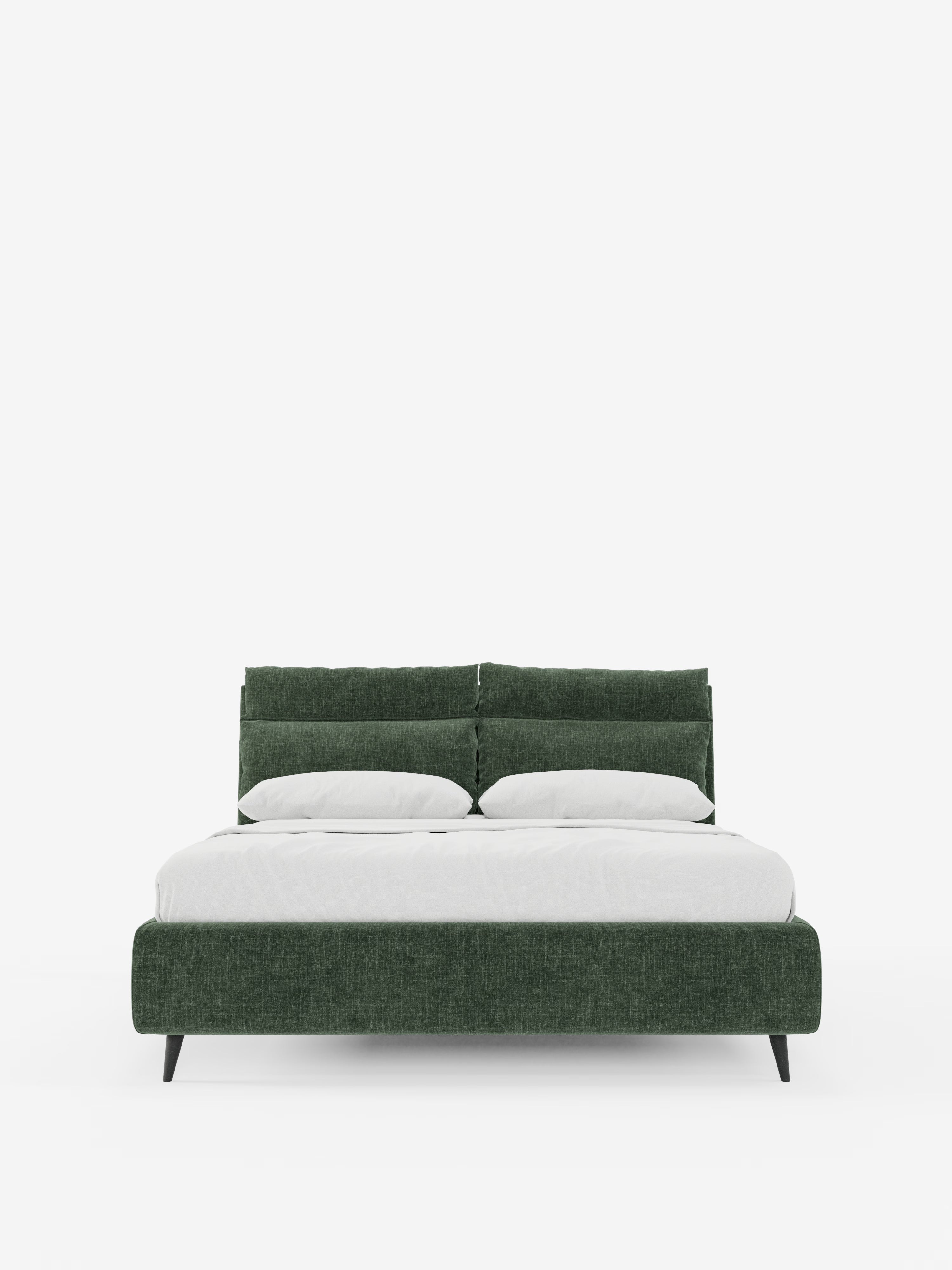 Jerry Upholstered storage bed with reclining cushions in stain-resistant chenille fabric Quick-Clean