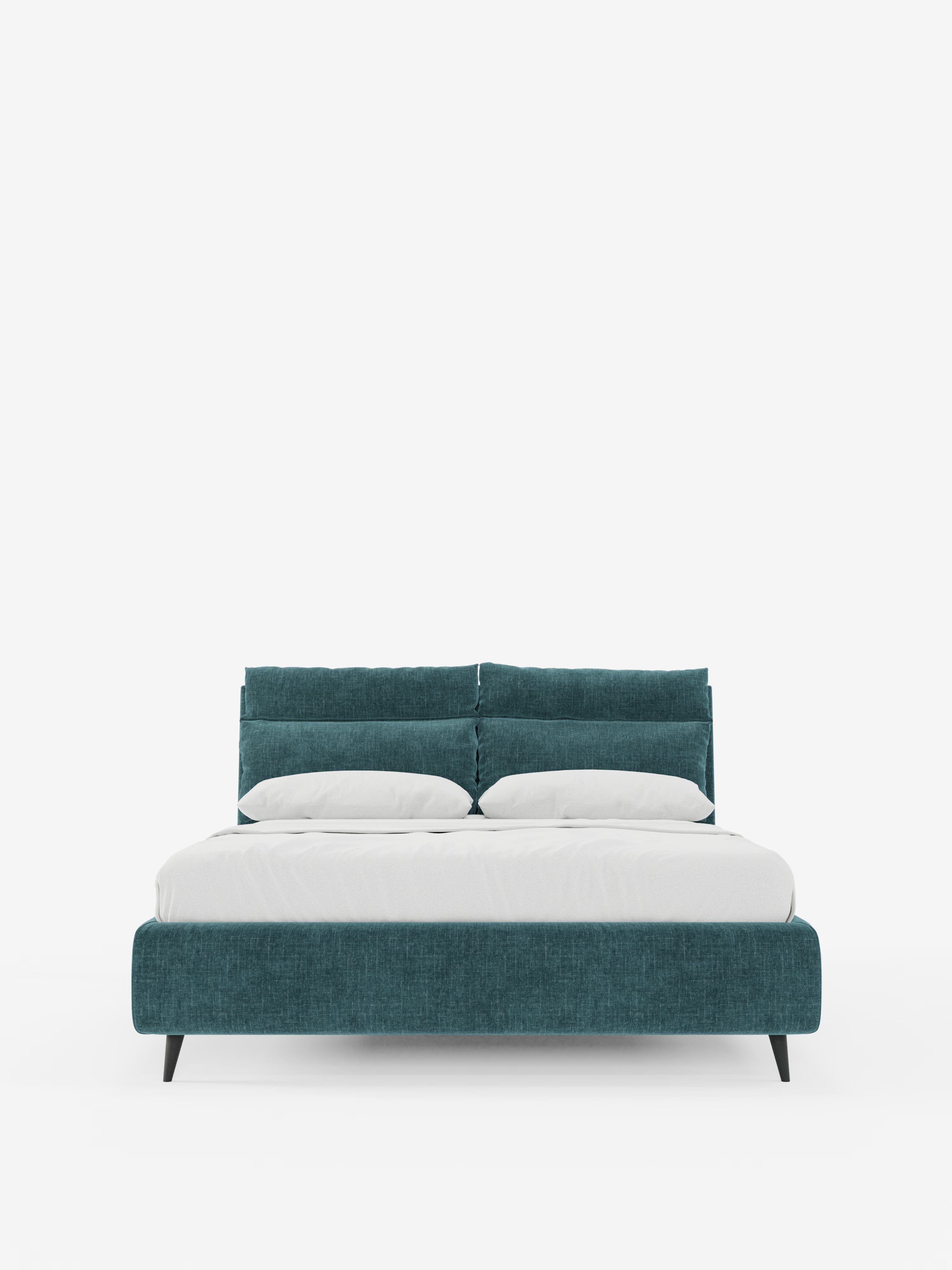 Jerry Upholstered storage bed with reclining cushions in stain-resistant chenille fabric Quick-Clean