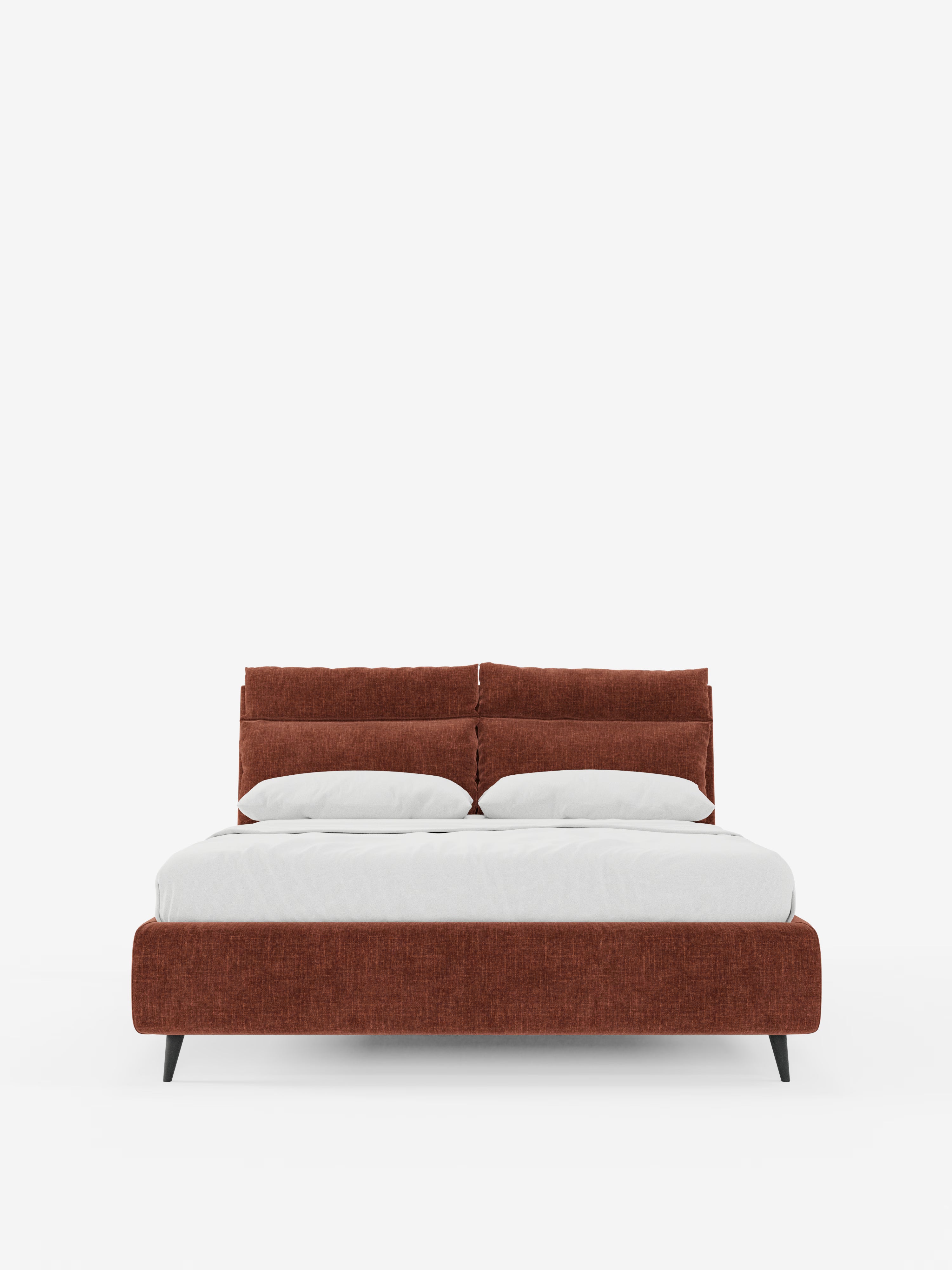 Jerry Upholstered storage bed with reclining cushions in stain-resistant chenille fabric Quick-Clean