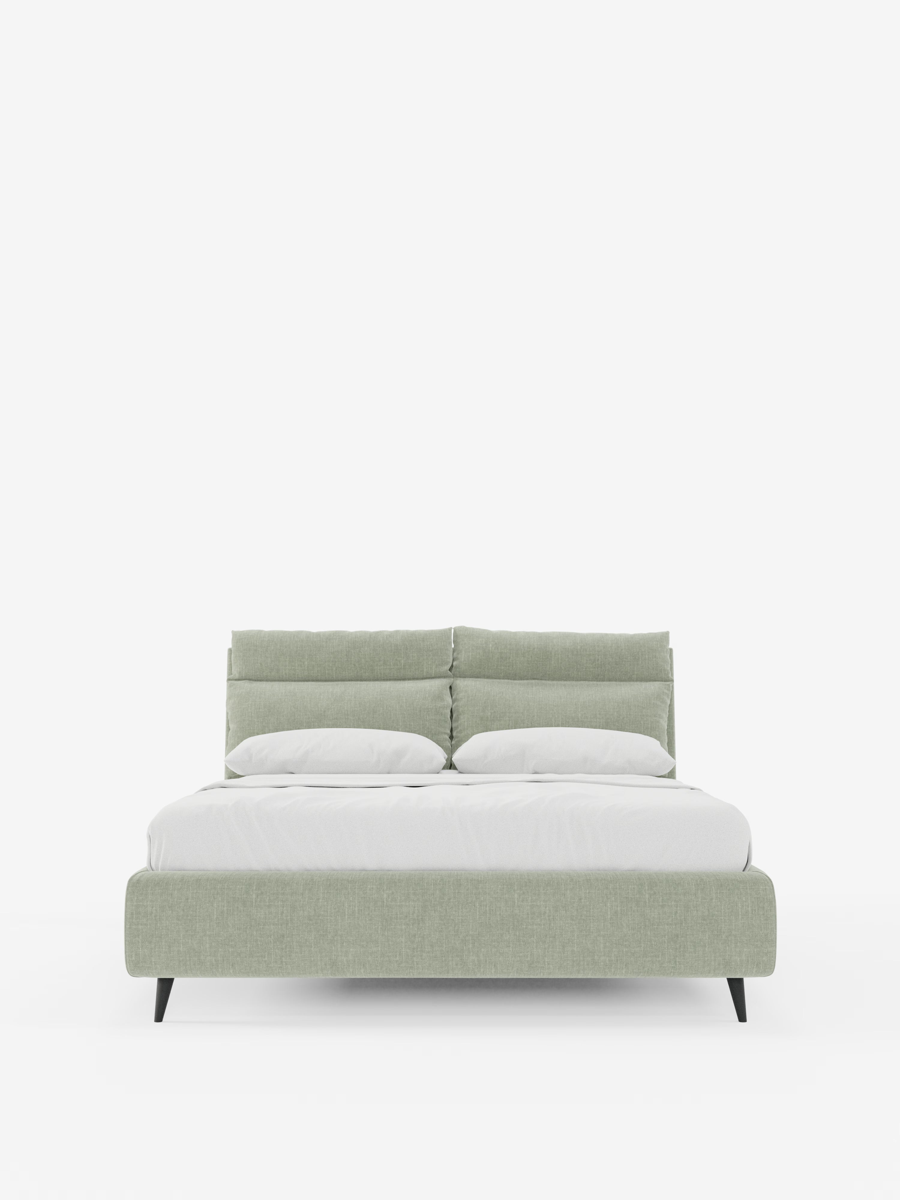 Jerry Upholstered storage bed with reclining cushions in stain-resistant chenille fabric Quick-Clean