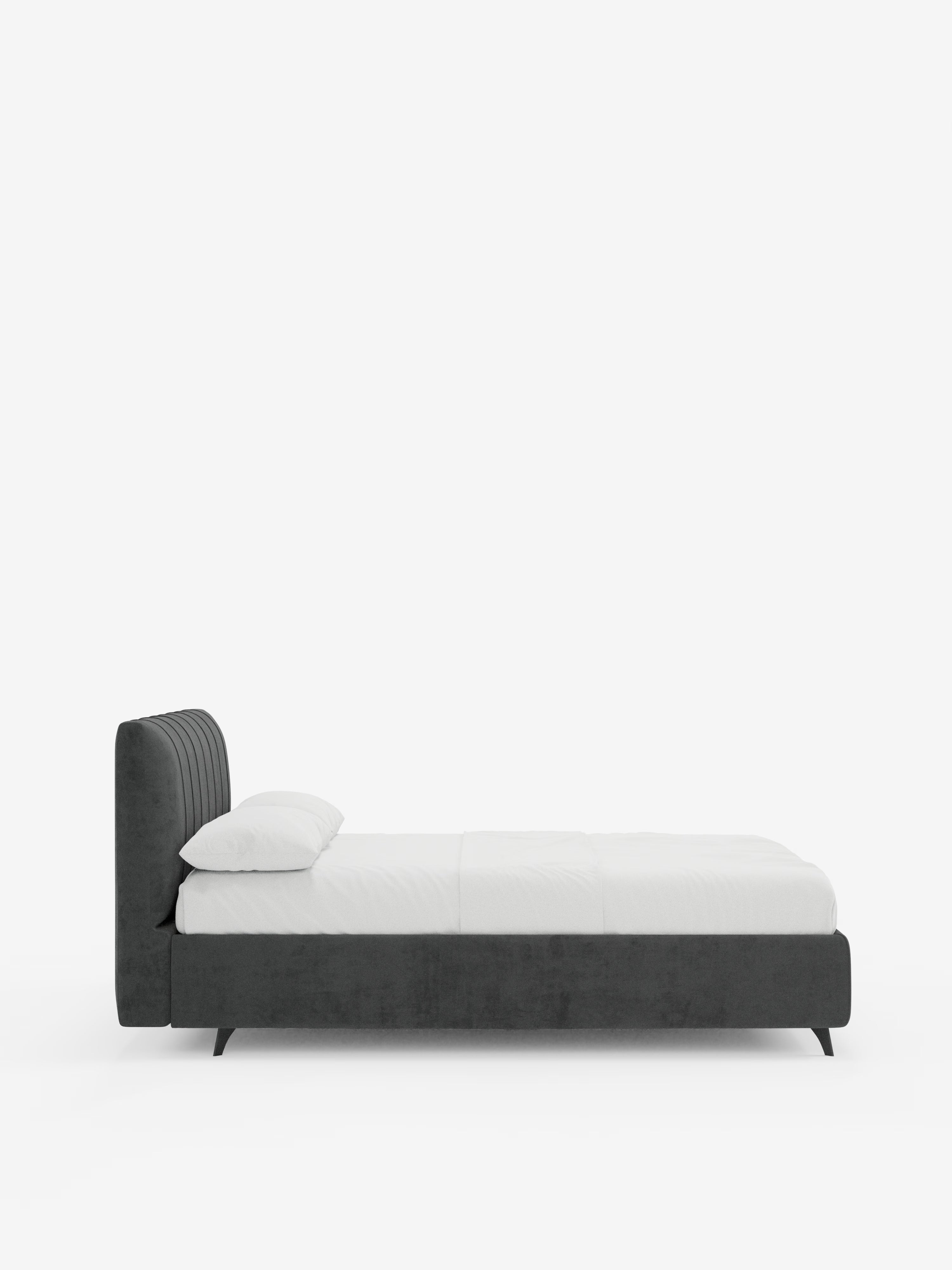 Bogart Modern double storage bed in stain-resistant microfiber, removable cover, and spacious compartment