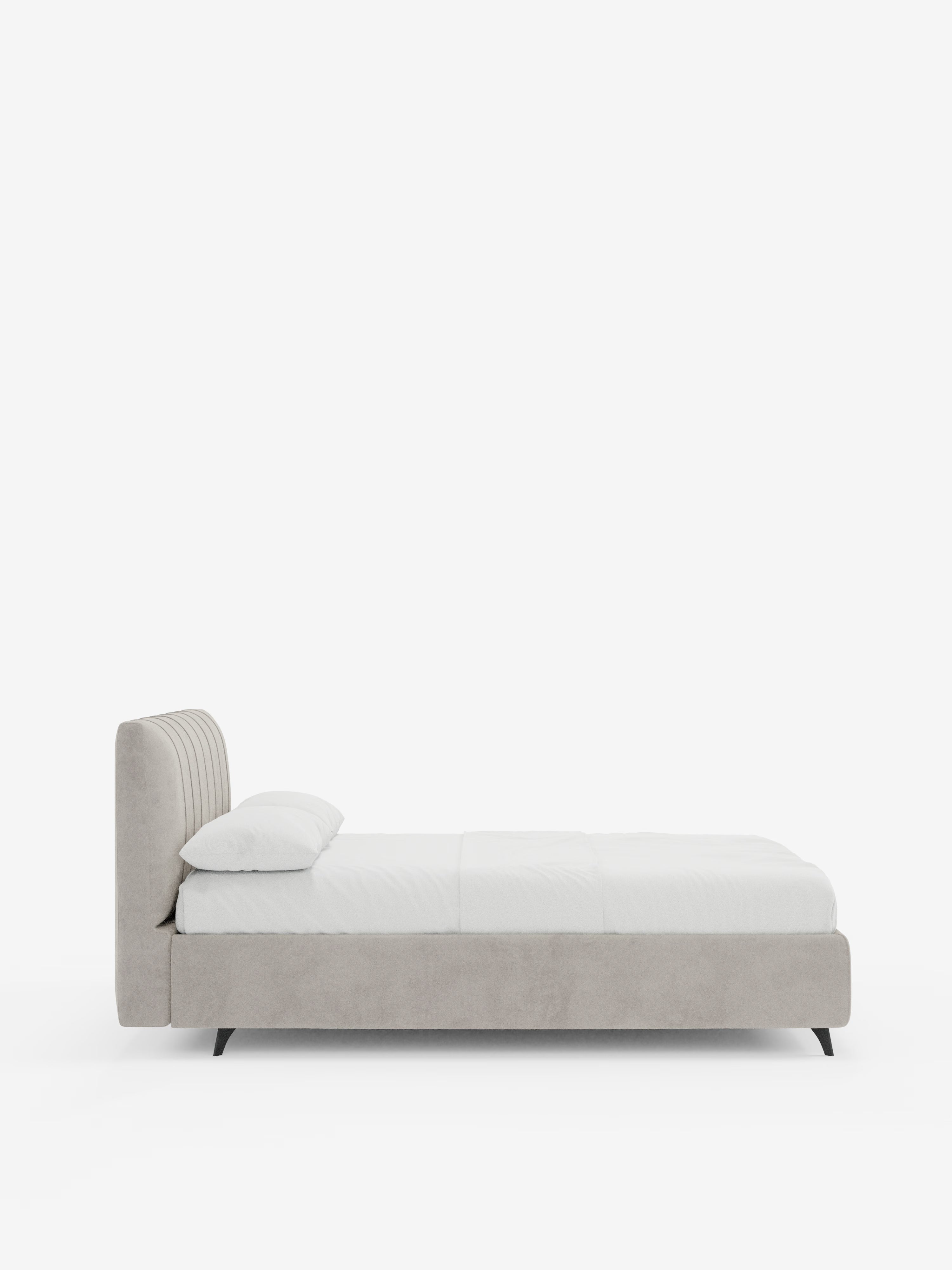 Bogart Modern double storage bed in stain-resistant microfiber, removable cover, and spacious compartment