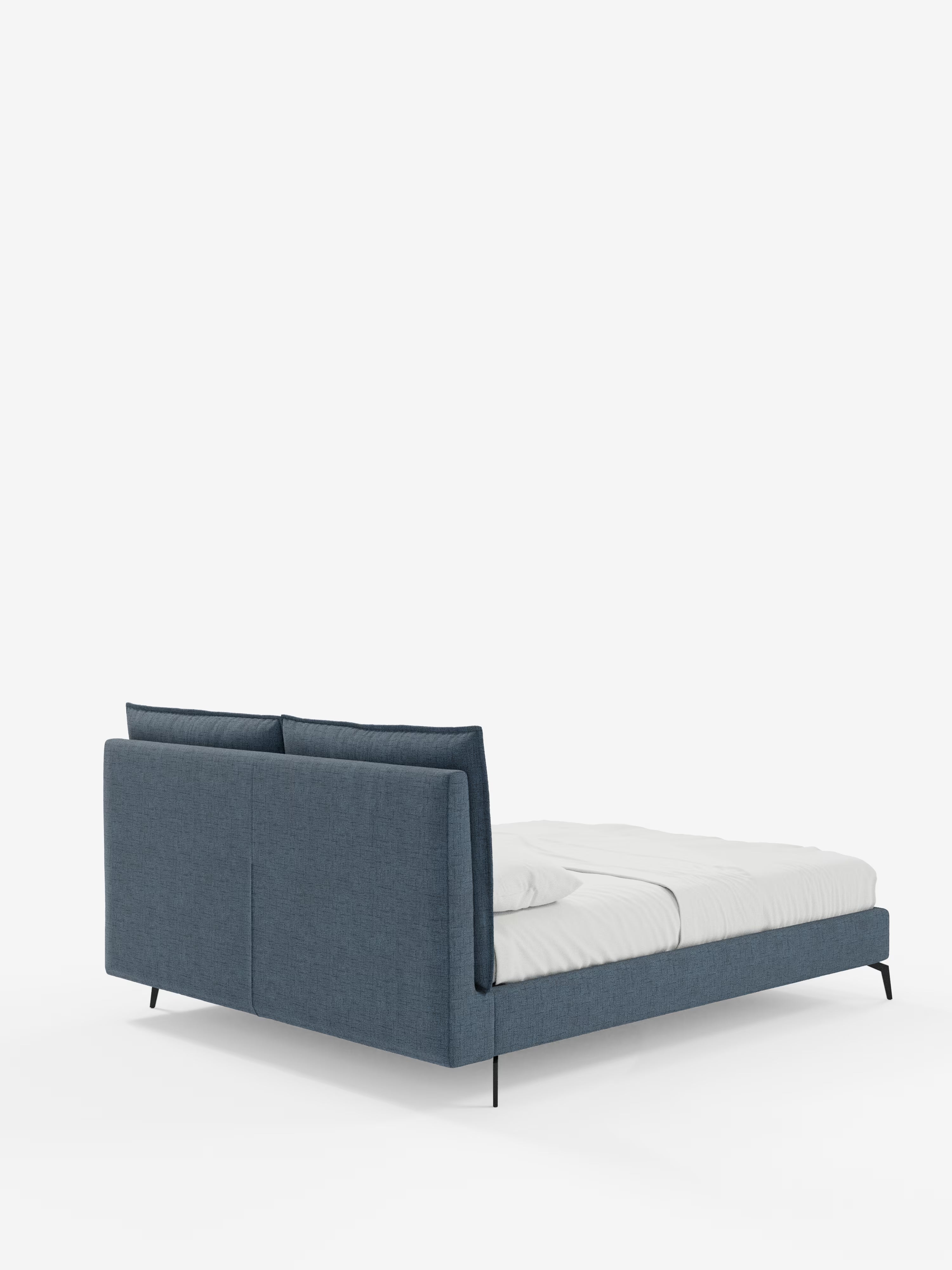 Cloe Cama acolchada de diseño elegante con patas de metal y tejido flameado impermeable
