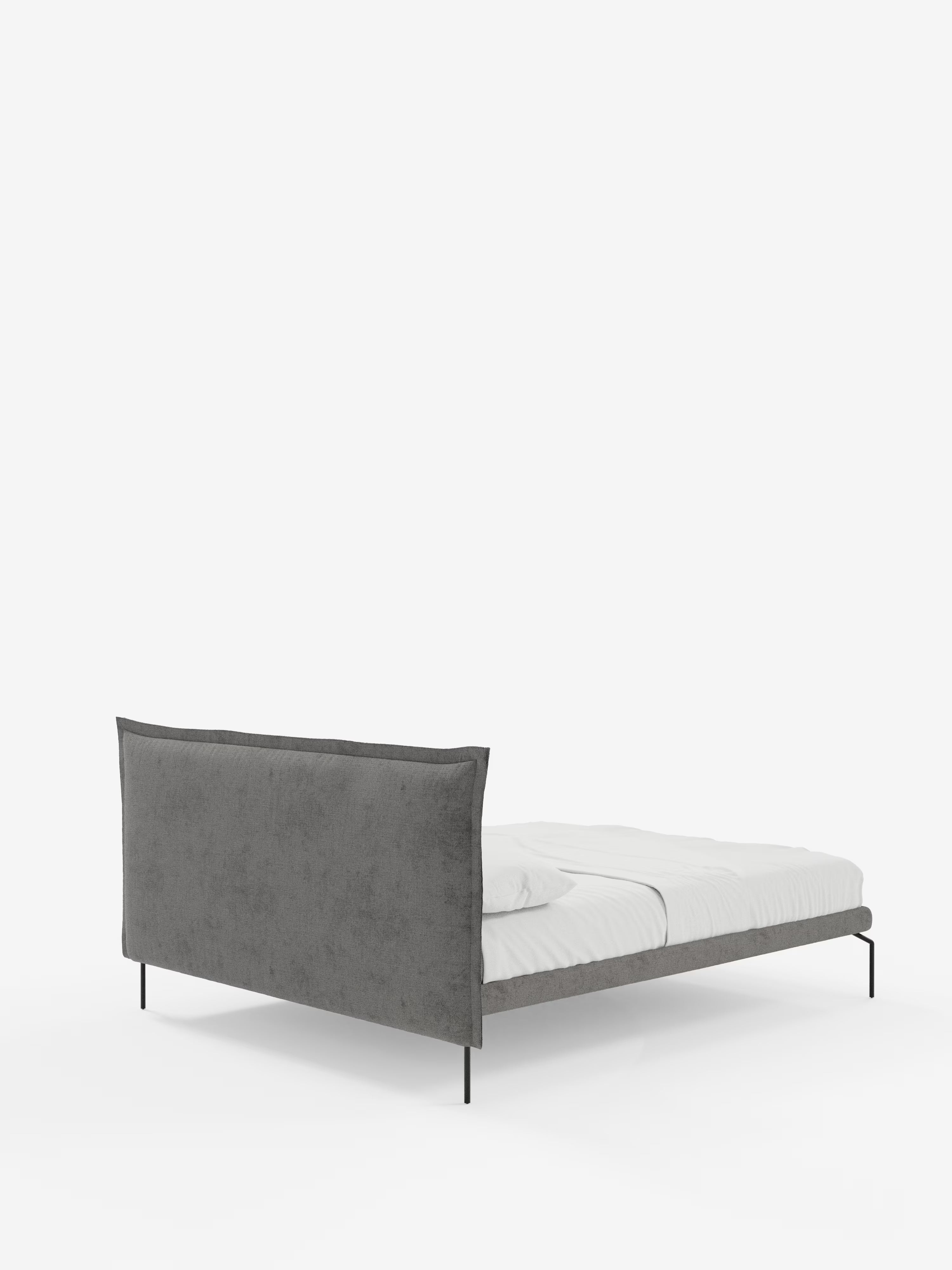 Eric Upholstered removable cover bed with steel legs in stain-resistant fabric