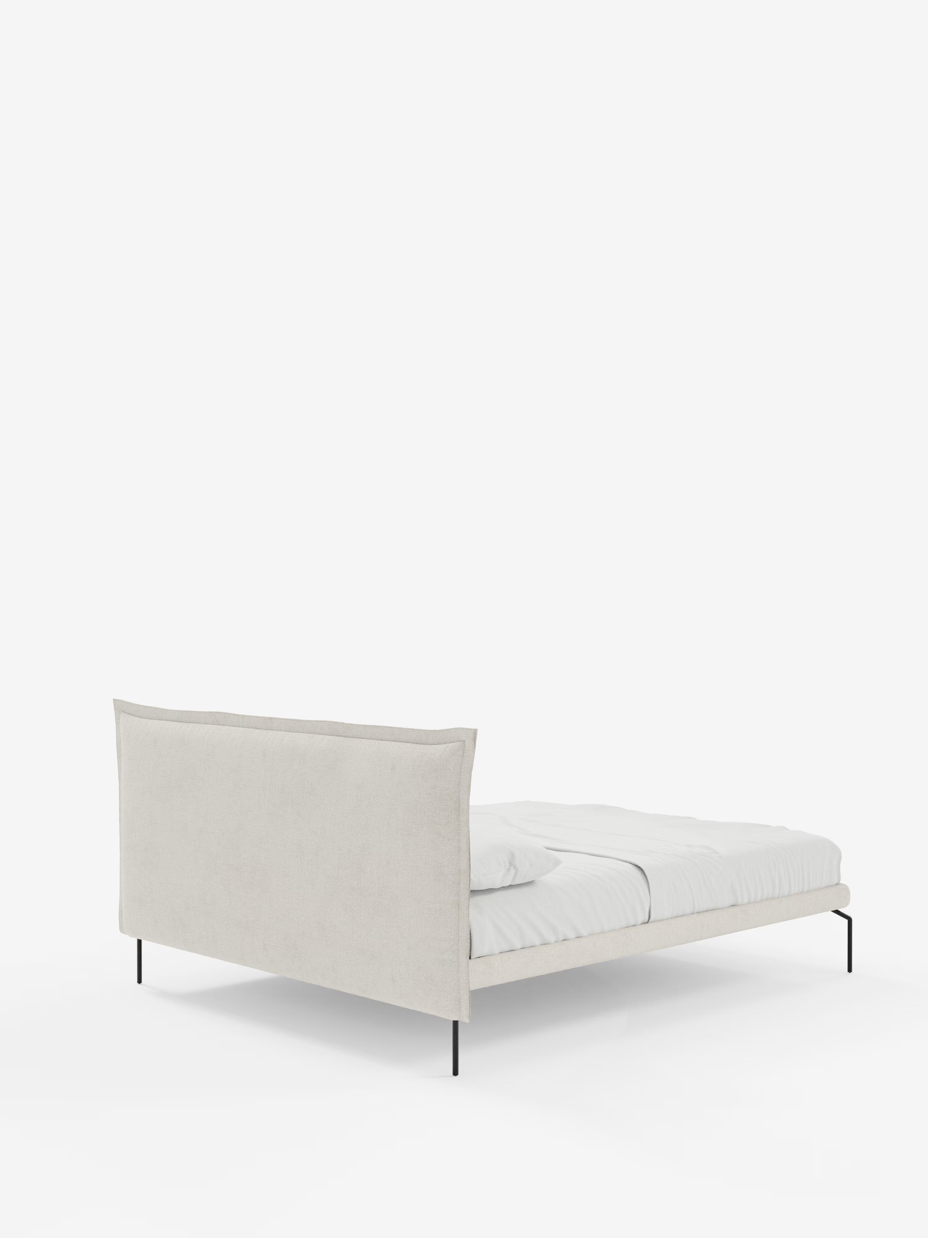 Eric Upholstered removable cover bed with steel legs in stain-resistant fabric