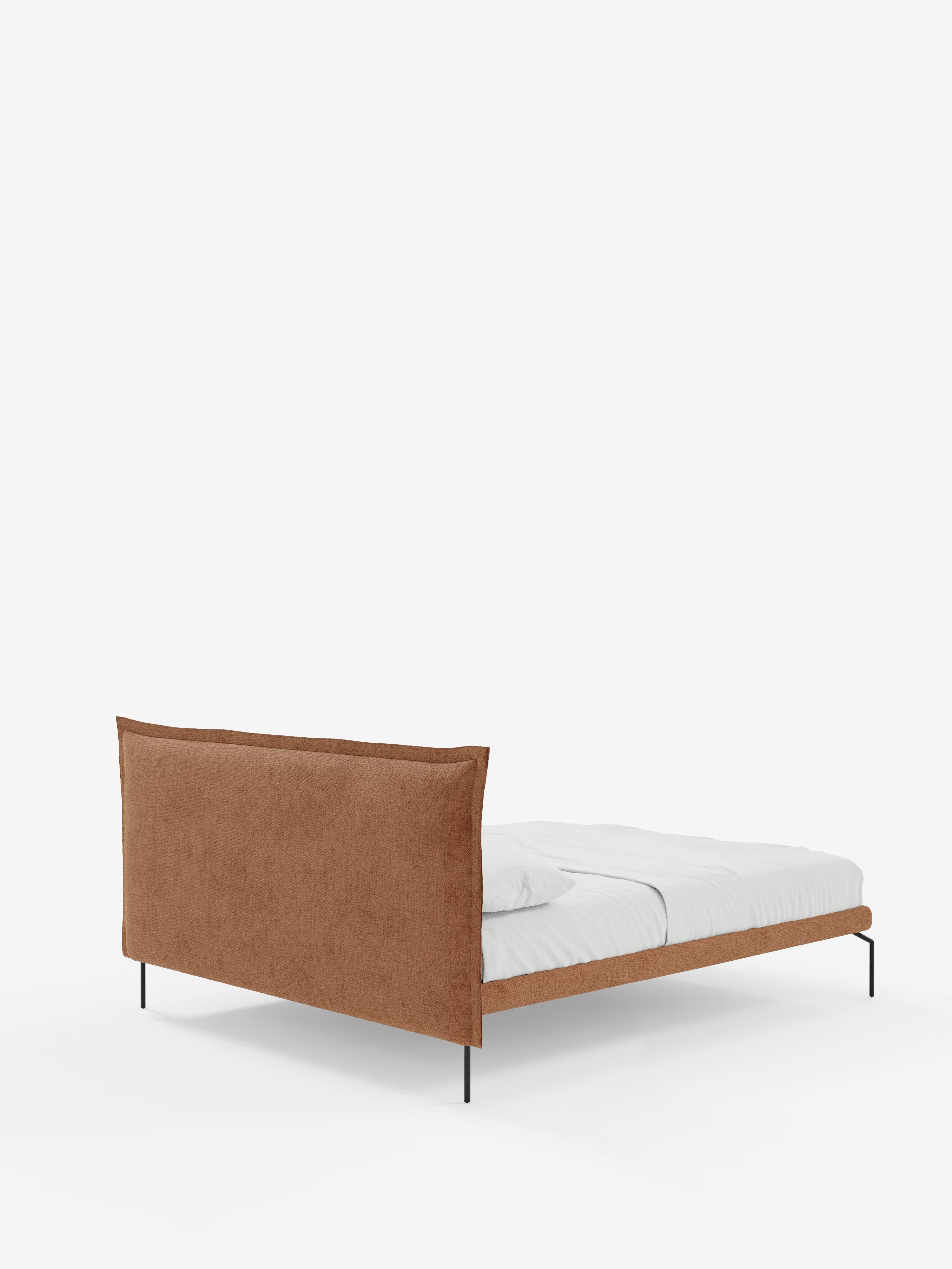 Eric Upholstered removable cover bed with steel legs in stain-resistant fabric
