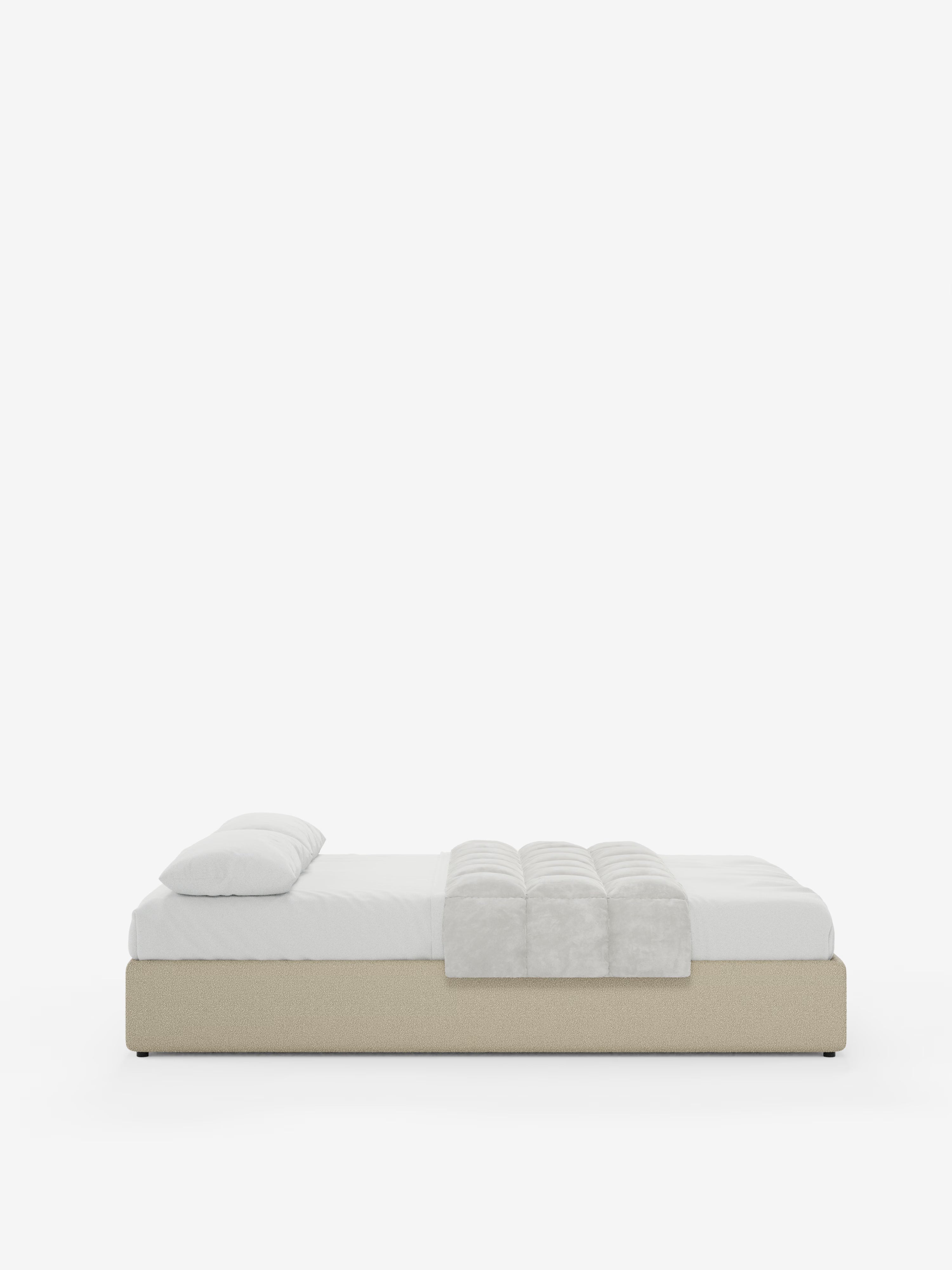 Ina Upholstered removable cover storage box spring in stain-resistant waterproof cotton-effect fabric