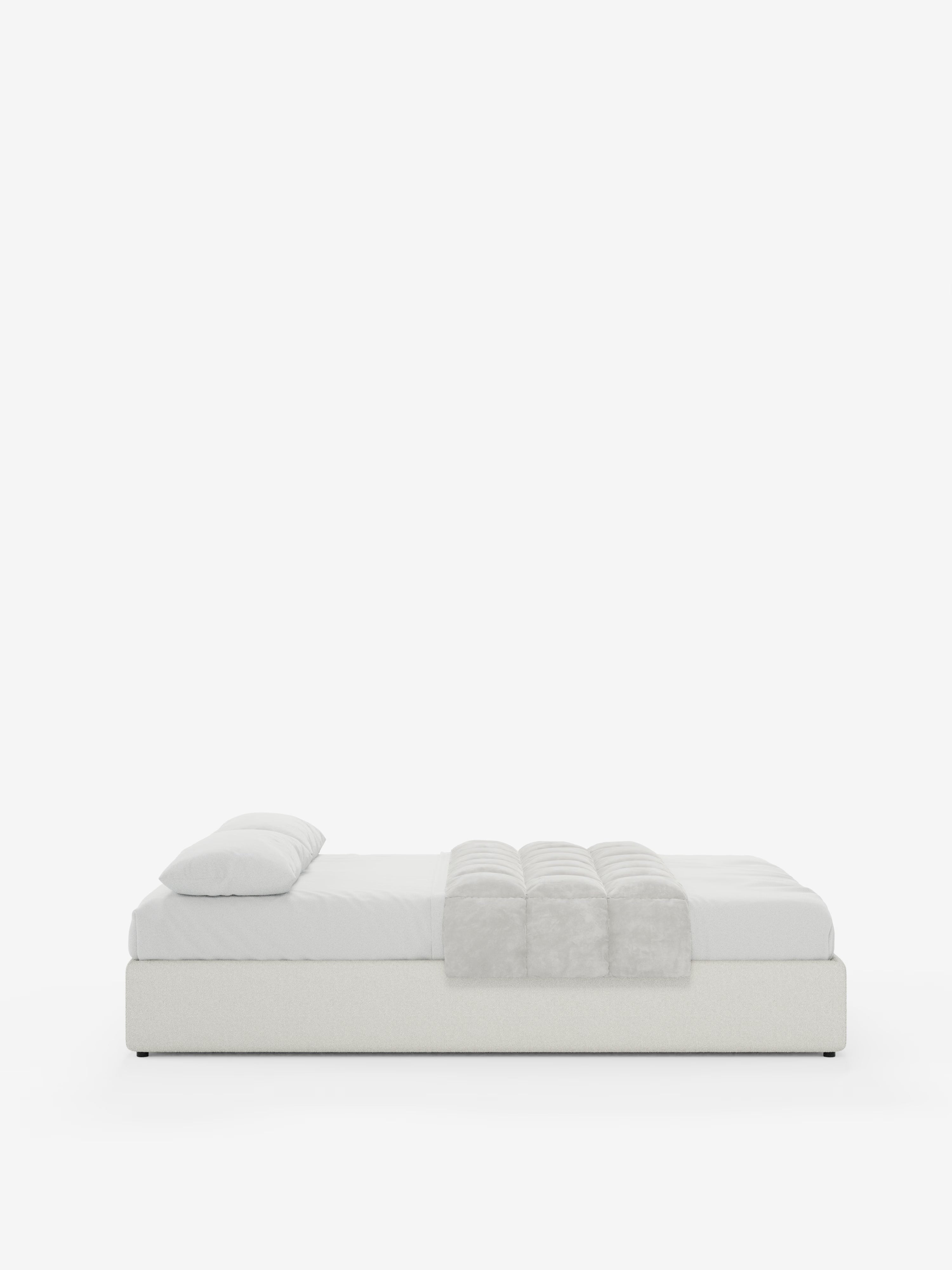 Ina Upholstered removable cover storage box spring in stain-resistant waterproof cotton-effect fabric