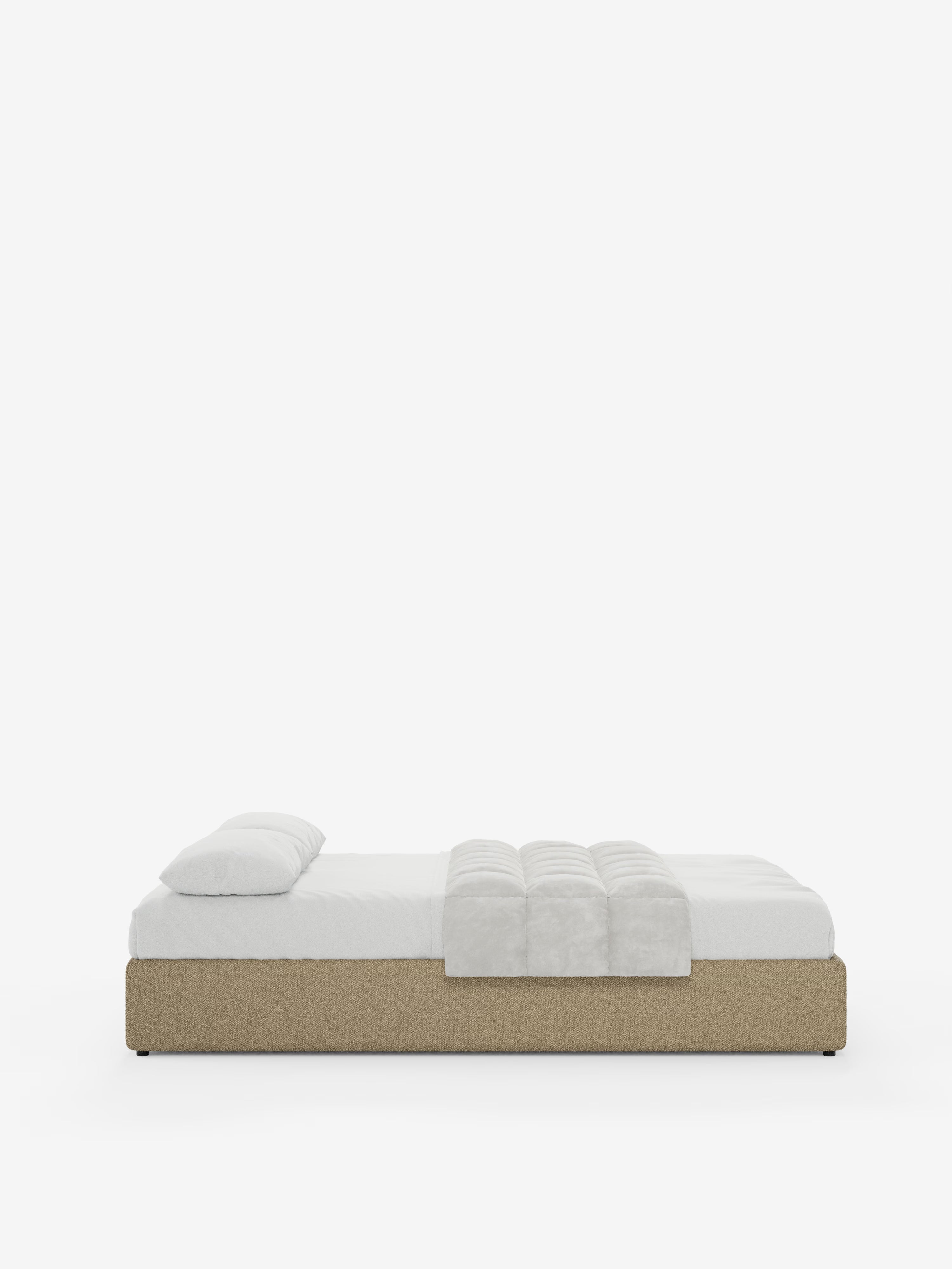 Ina Upholstered removable cover storage box spring in stain-resistant waterproof cotton-effect fabric