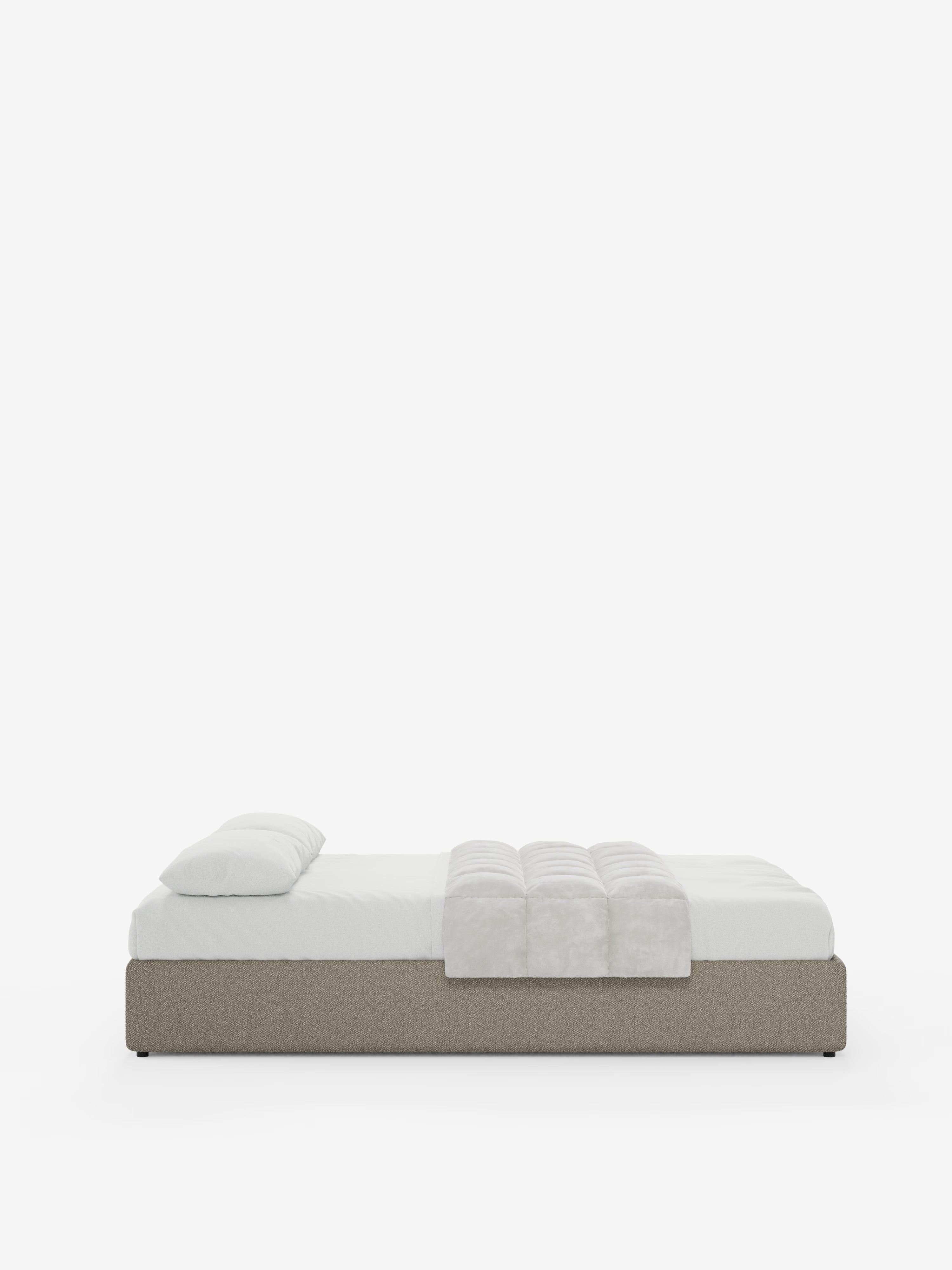 Ina Upholstered removable cover storage box spring in stain-resistant waterproof cotton-effect fabric