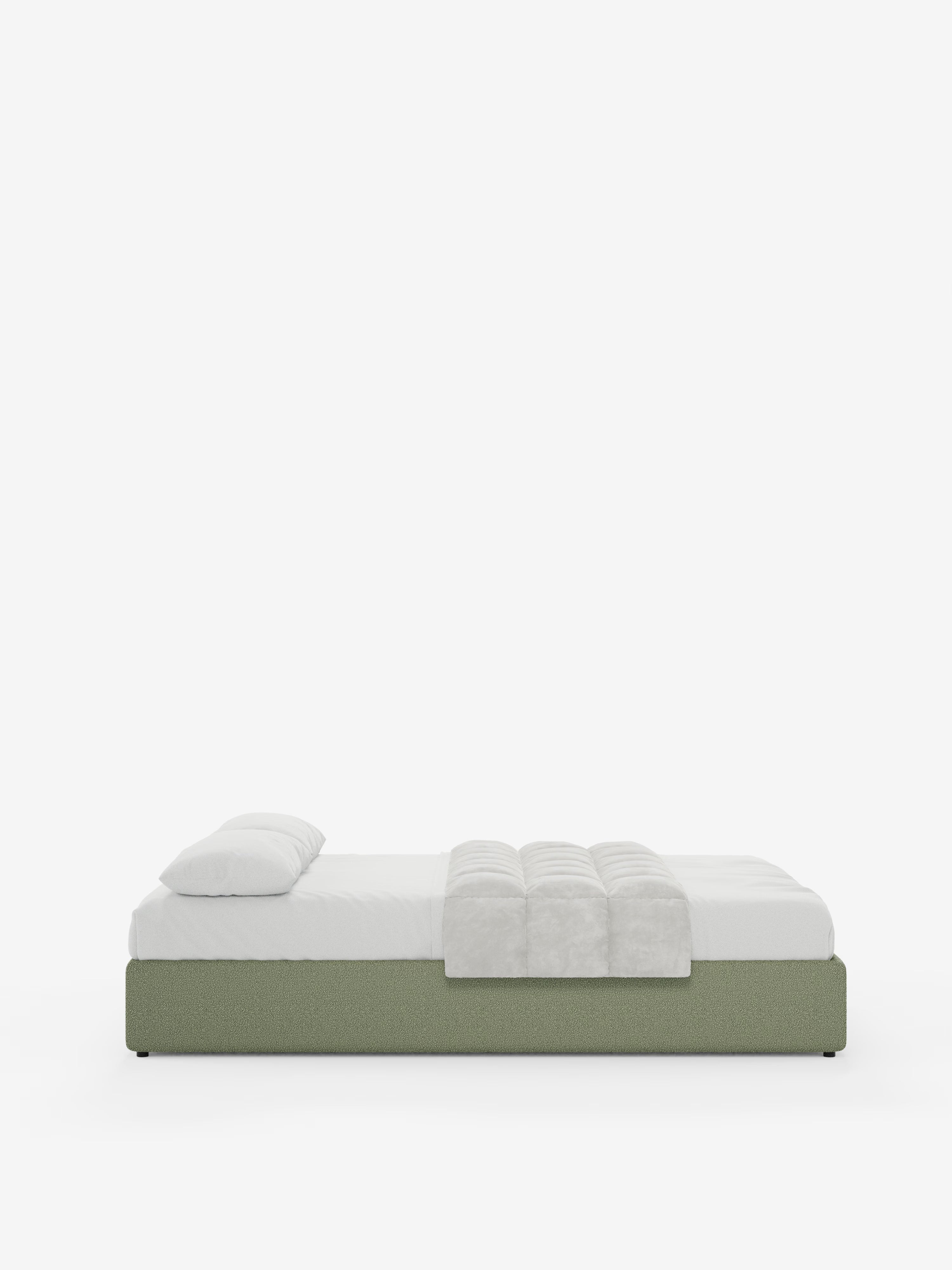 Ina Upholstered removable cover storage box spring in stain-resistant waterproof cotton-effect fabric