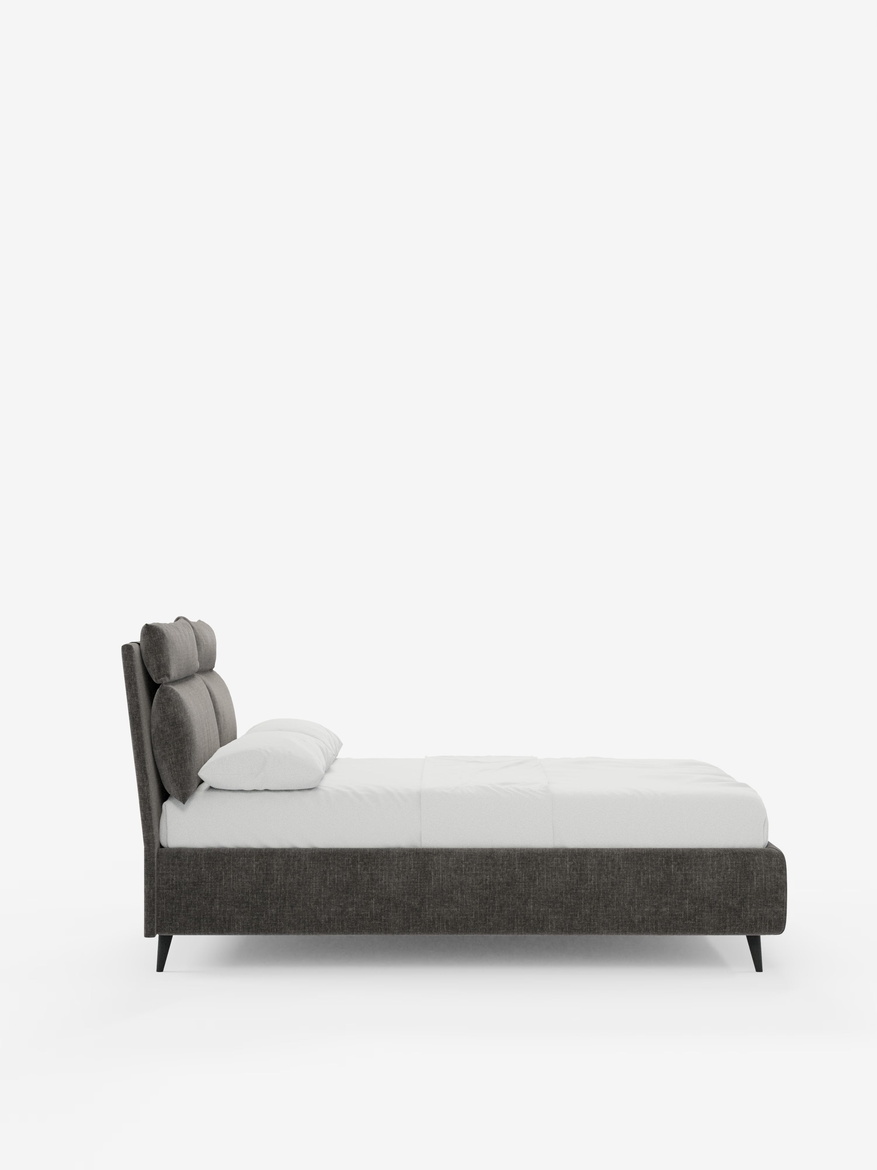 Jerry Upholstered storage bed with reclining cushions in stain-resistant chenille fabric Quick-Clean