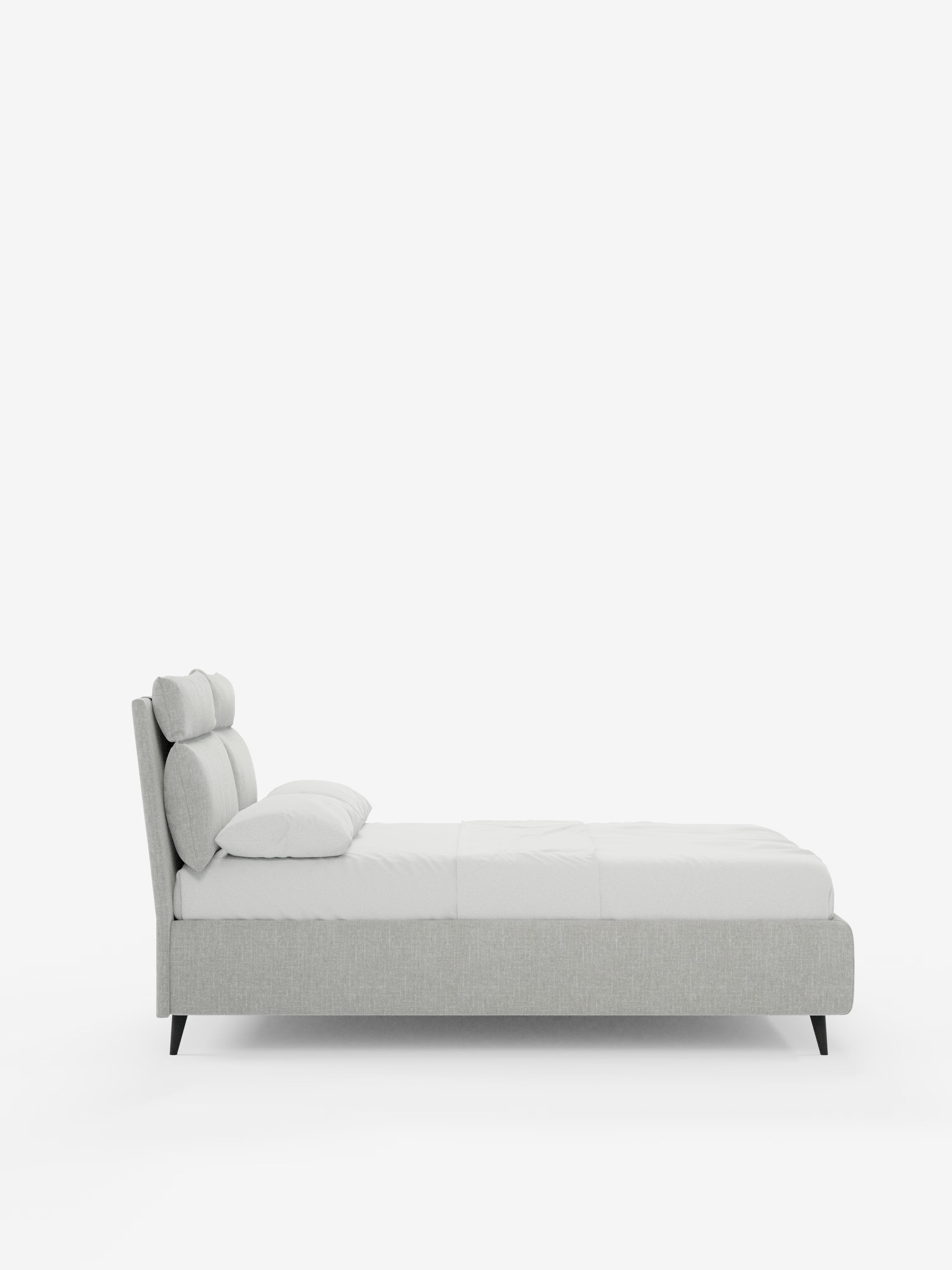 Jerry Upholstered storage bed with reclining cushions in stain-resistant chenille fabric Quick-Clean