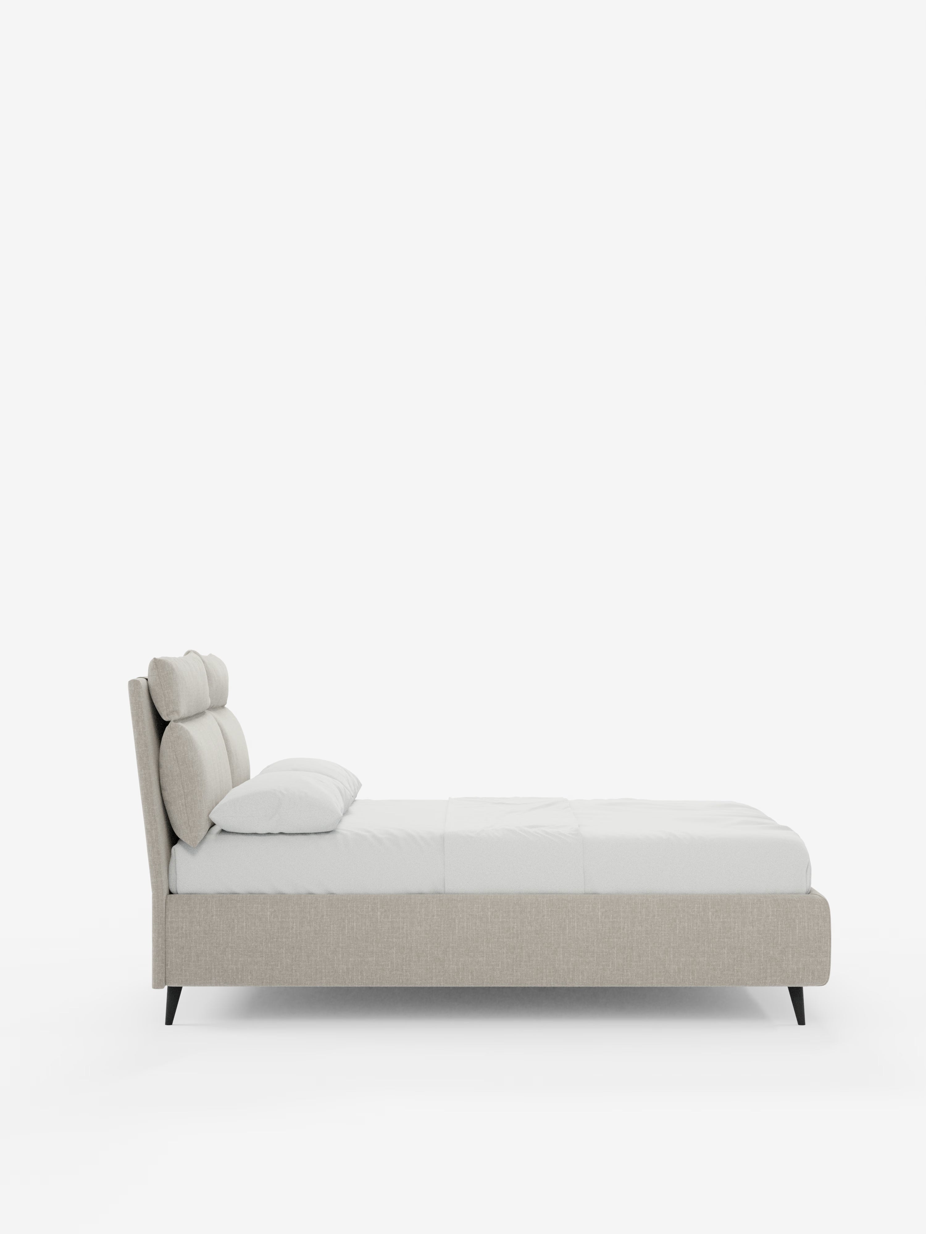 Jerry Upholstered storage bed with reclining cushions in stain-resistant chenille fabric Quick-Clean