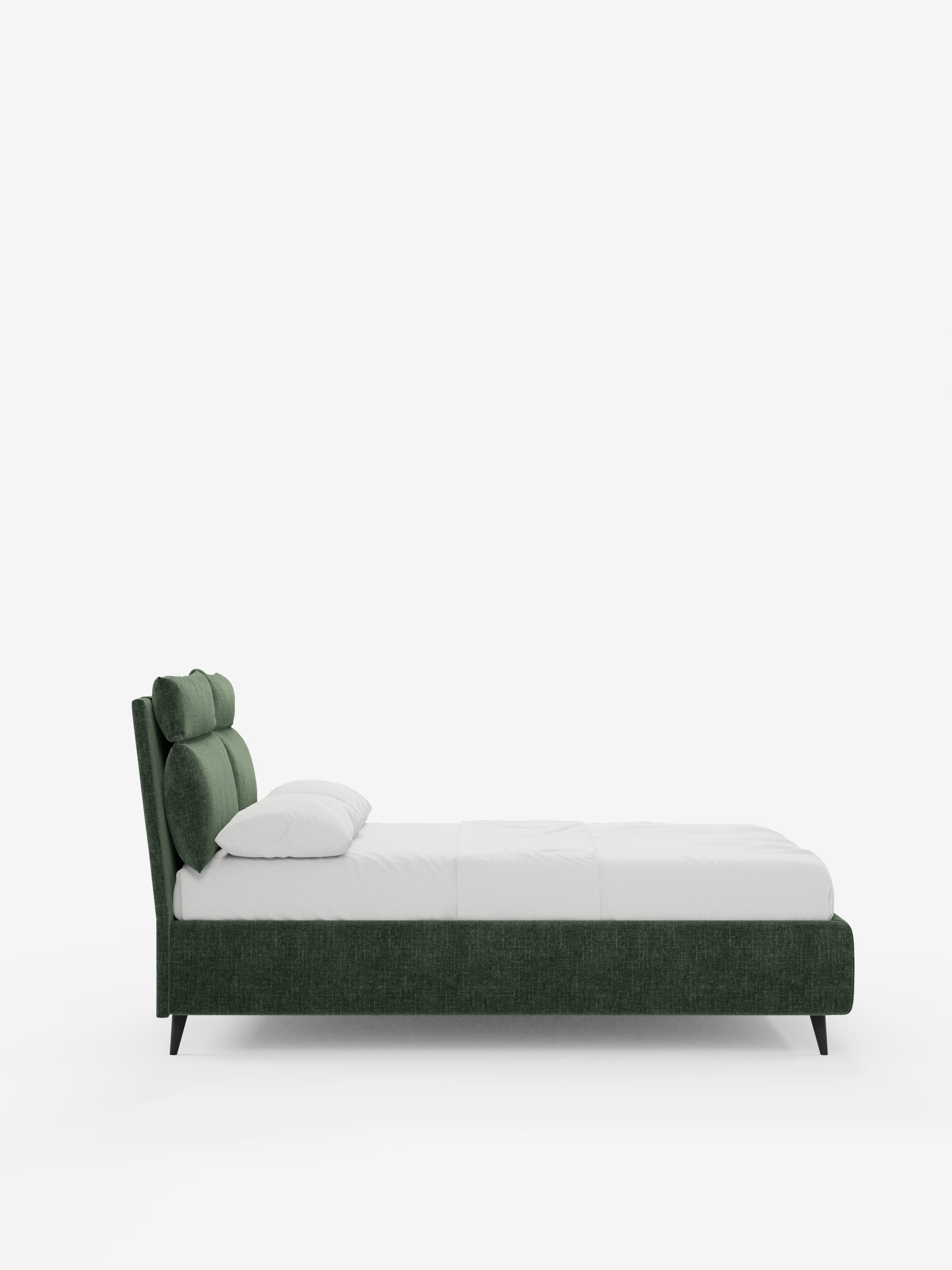 Jerry Upholstered storage bed with reclining cushions in stain-resistant chenille fabric Quick-Clean