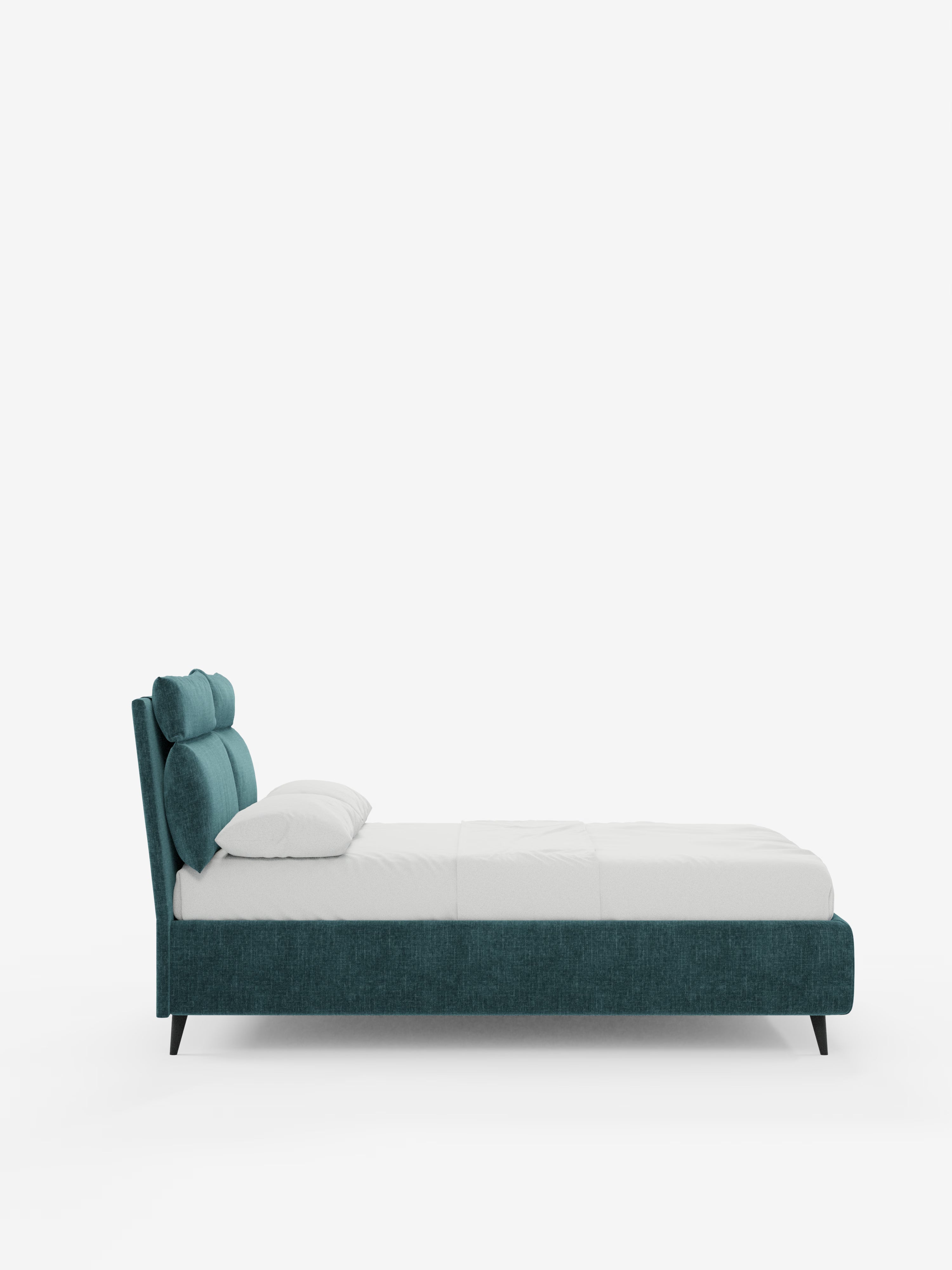 Jerry Upholstered storage bed with reclining cushions in stain-resistant chenille fabric Quick-Clean