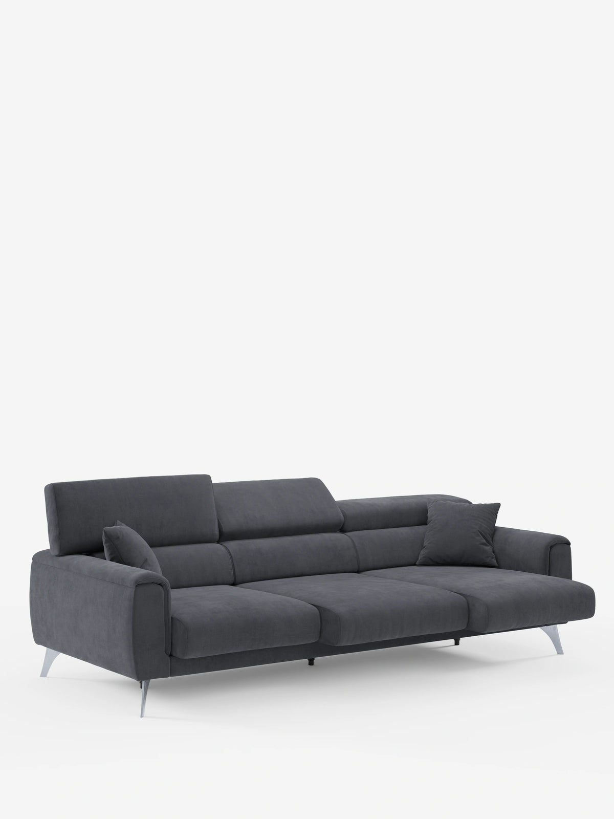 Caravaggio Sofa für 4 Personen mit drei ausziehbaren Sitzen und verstellbaren Kopfstützen aus fleckenabweisendem Stoff