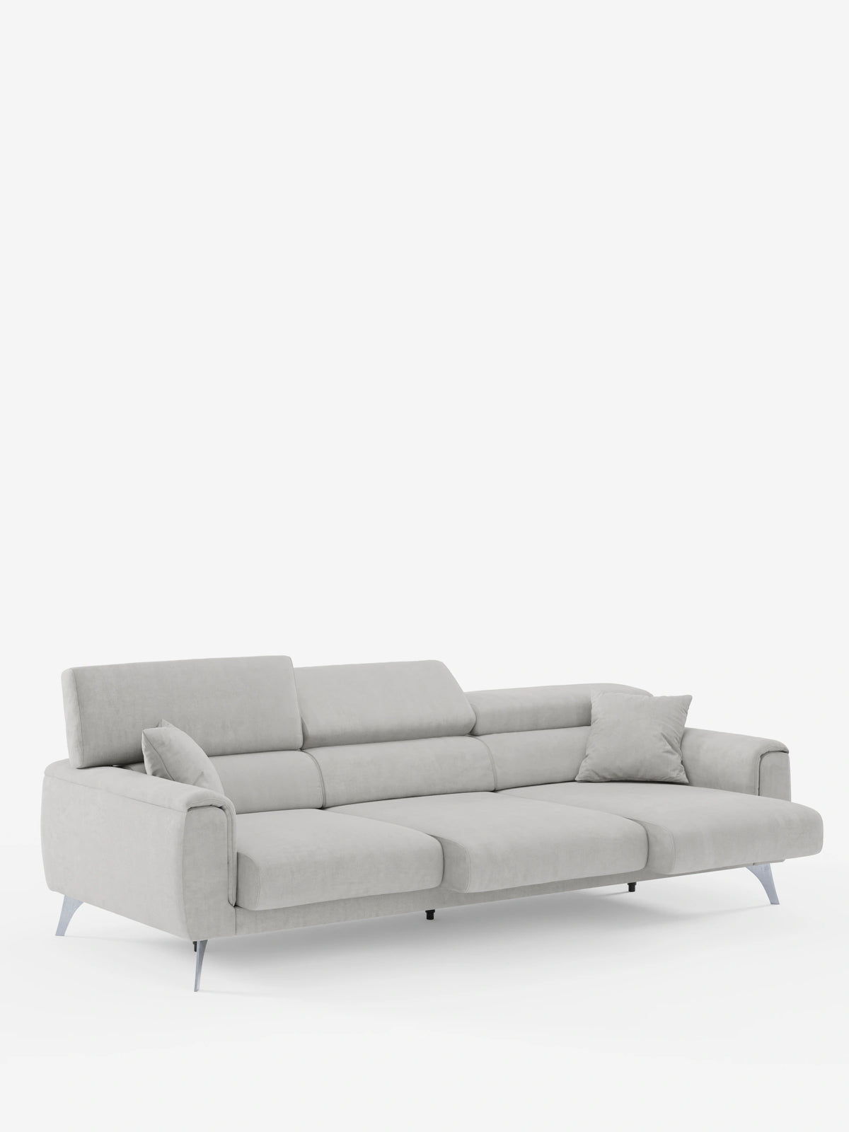 Caravaggio Sofa für 4 Personen mit drei ausziehbaren Sitzen und verstellbaren Kopfstützen aus fleckenabweisendem Stoff