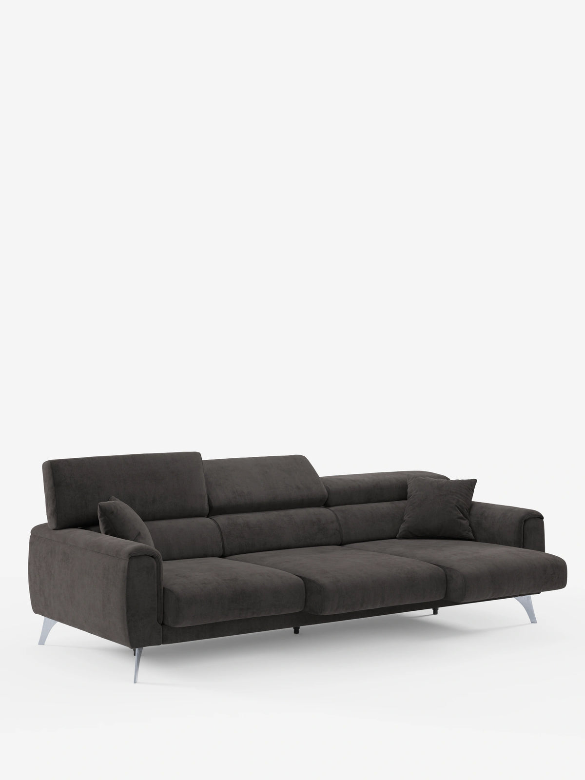 Caravaggio Sofa für 4 Personen mit drei ausziehbaren Sitzen und verstellbaren Kopfstützen aus fleckenabweisendem Stoff