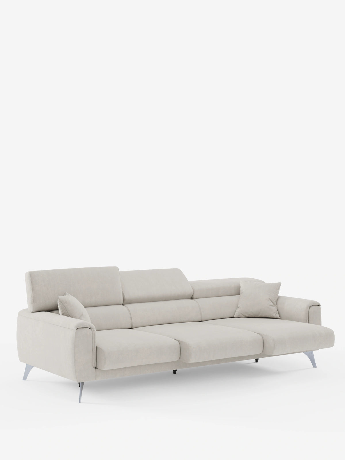 Caravaggio Sofa für 4 Personen mit drei ausziehbaren Sitzen und verstellbaren Kopfstützen aus fleckenabweisendem Stoff