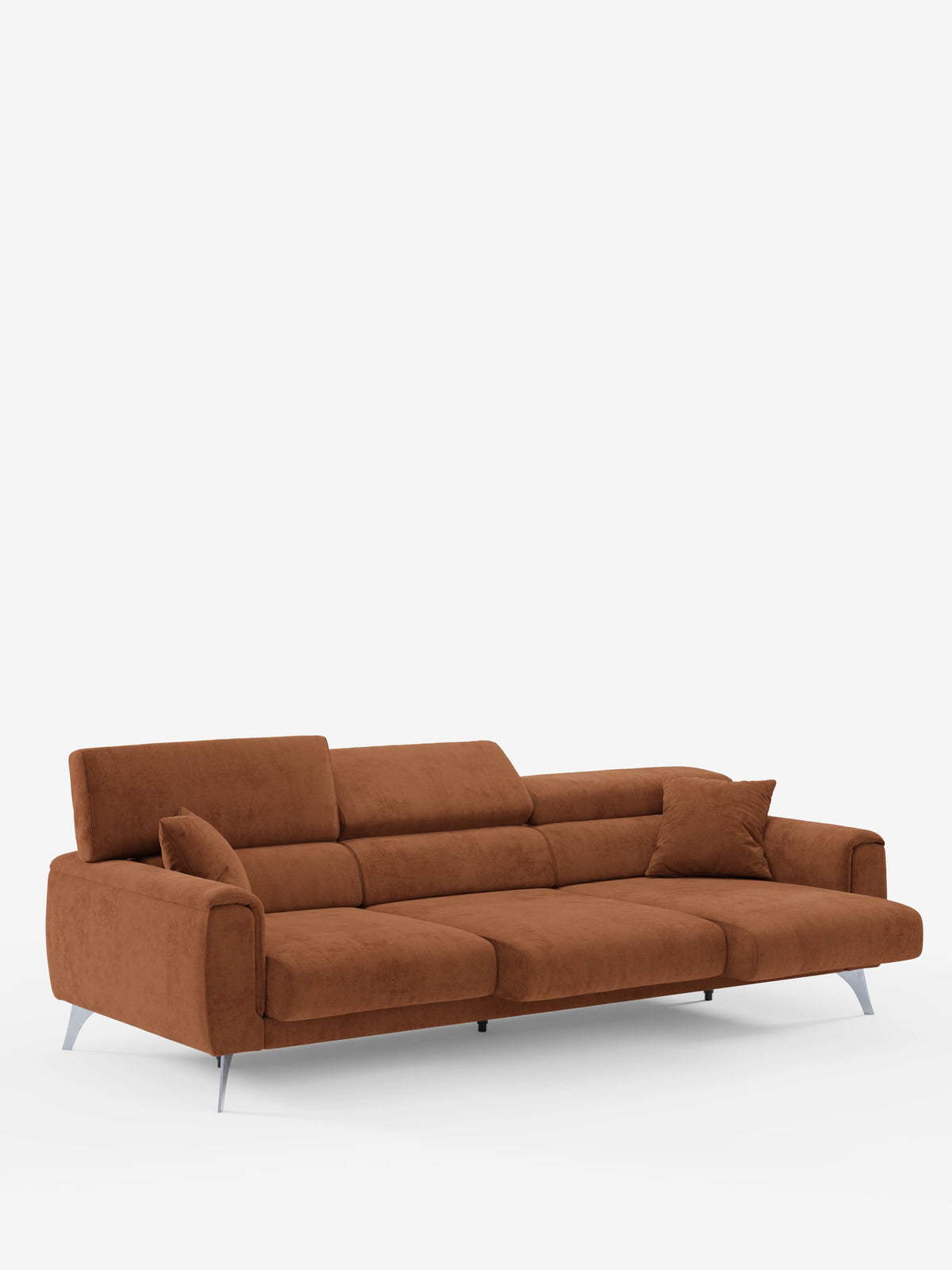 Caravaggio Sofa für 4 Personen mit drei ausziehbaren Sitzen und verstellbaren Kopfstützen aus fleckenabweisendem Stoff