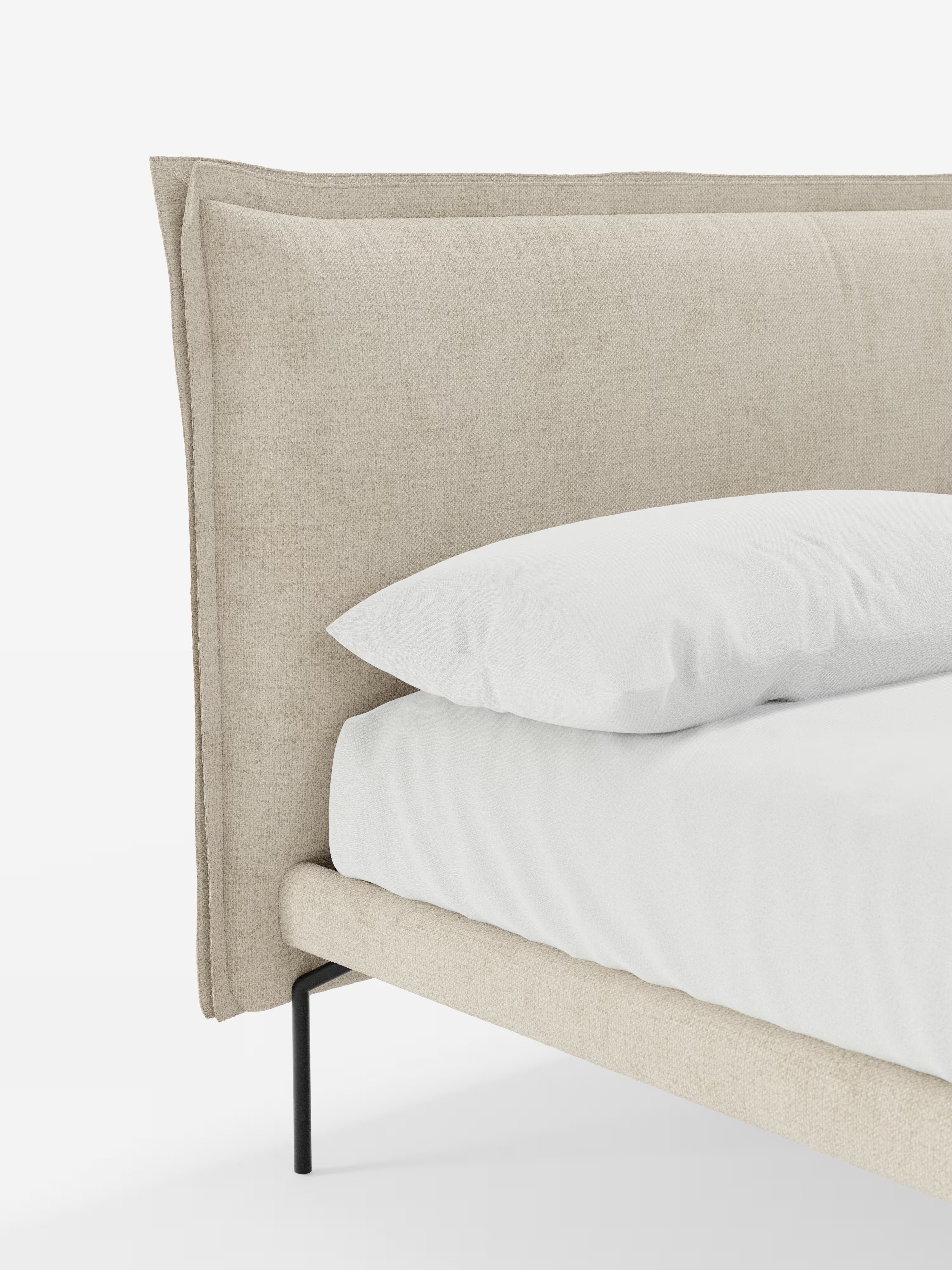 Eric Upholstered removable cover bed with steel legs in stain-resistant fabric