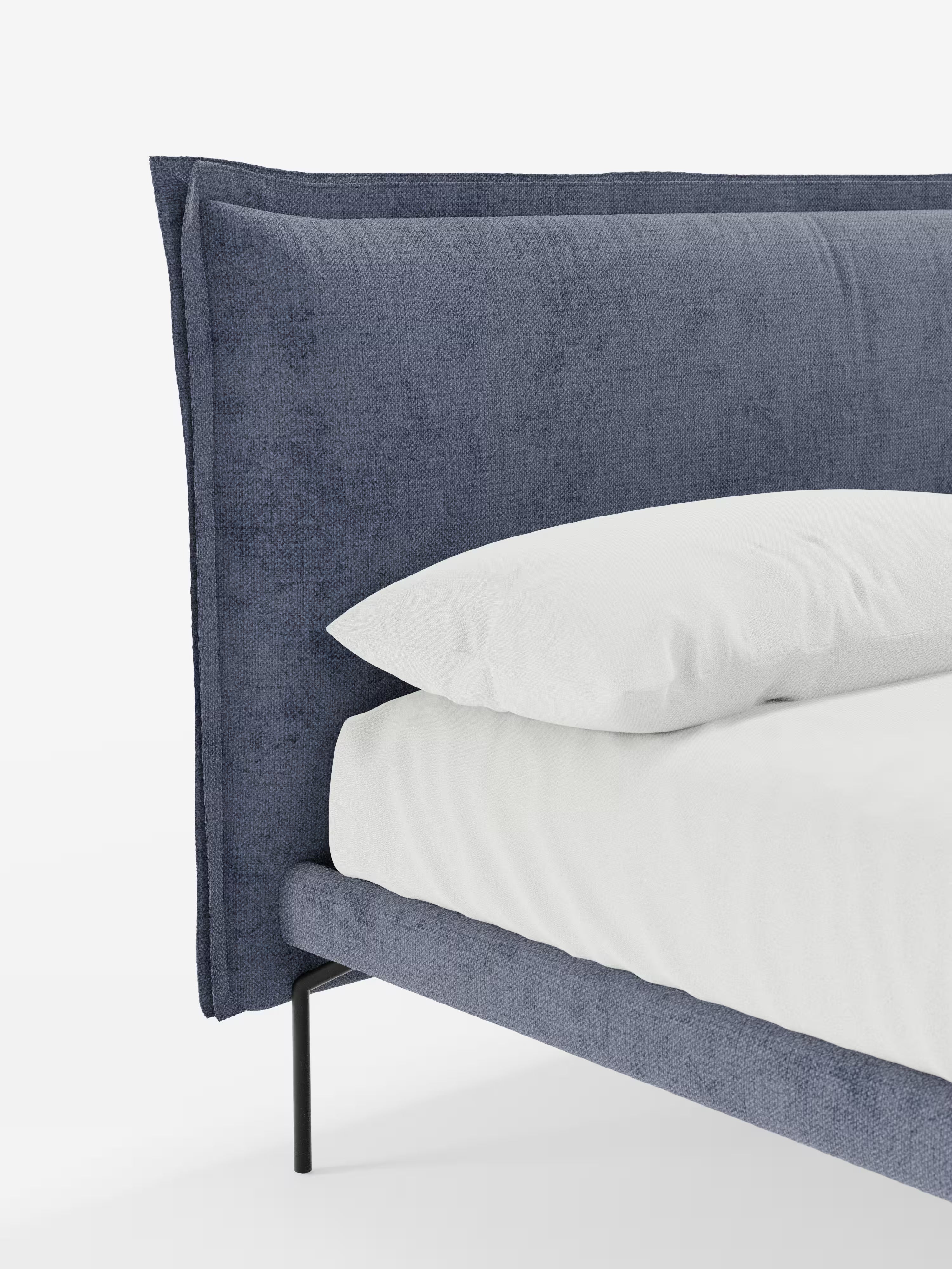 Eric Upholstered removable cover bed with steel legs in stain-resistant fabric