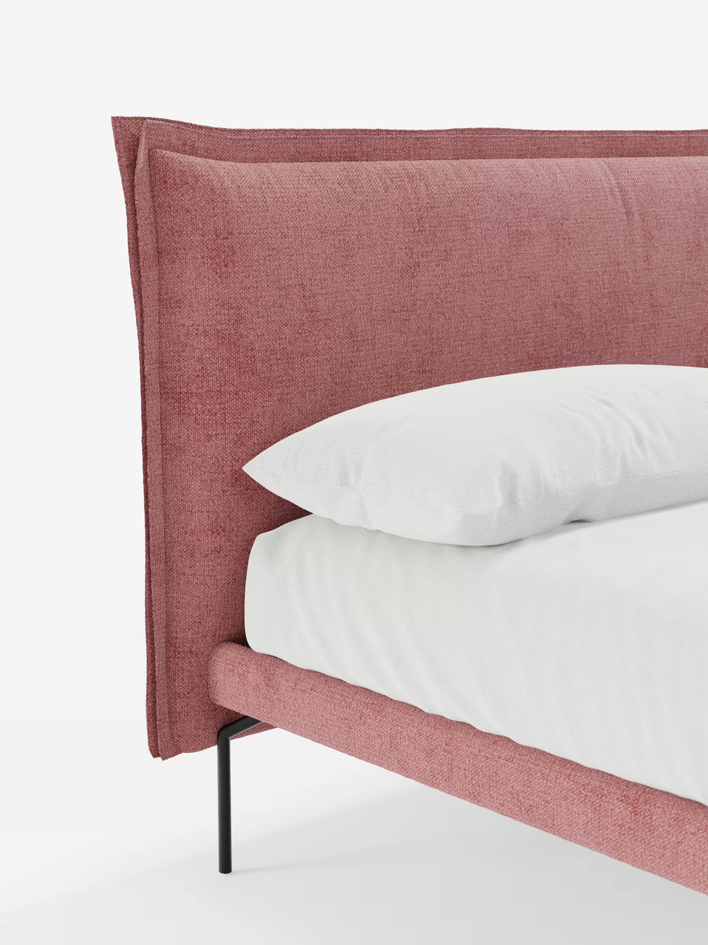 Eric Upholstered removable cover bed with steel legs in stain-resistant fabric