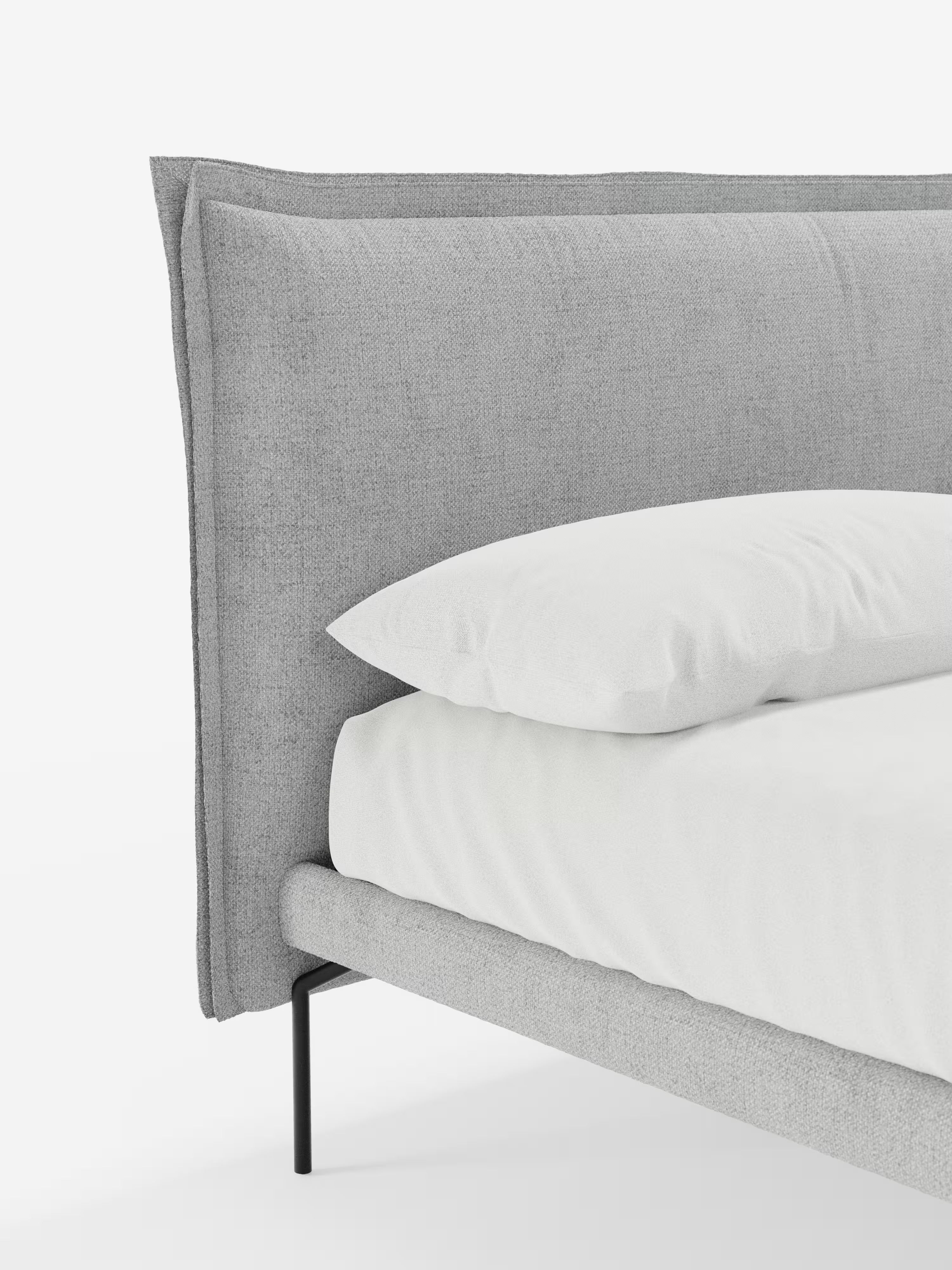 Eric Upholstered removable cover bed with steel legs in stain-resistant fabric