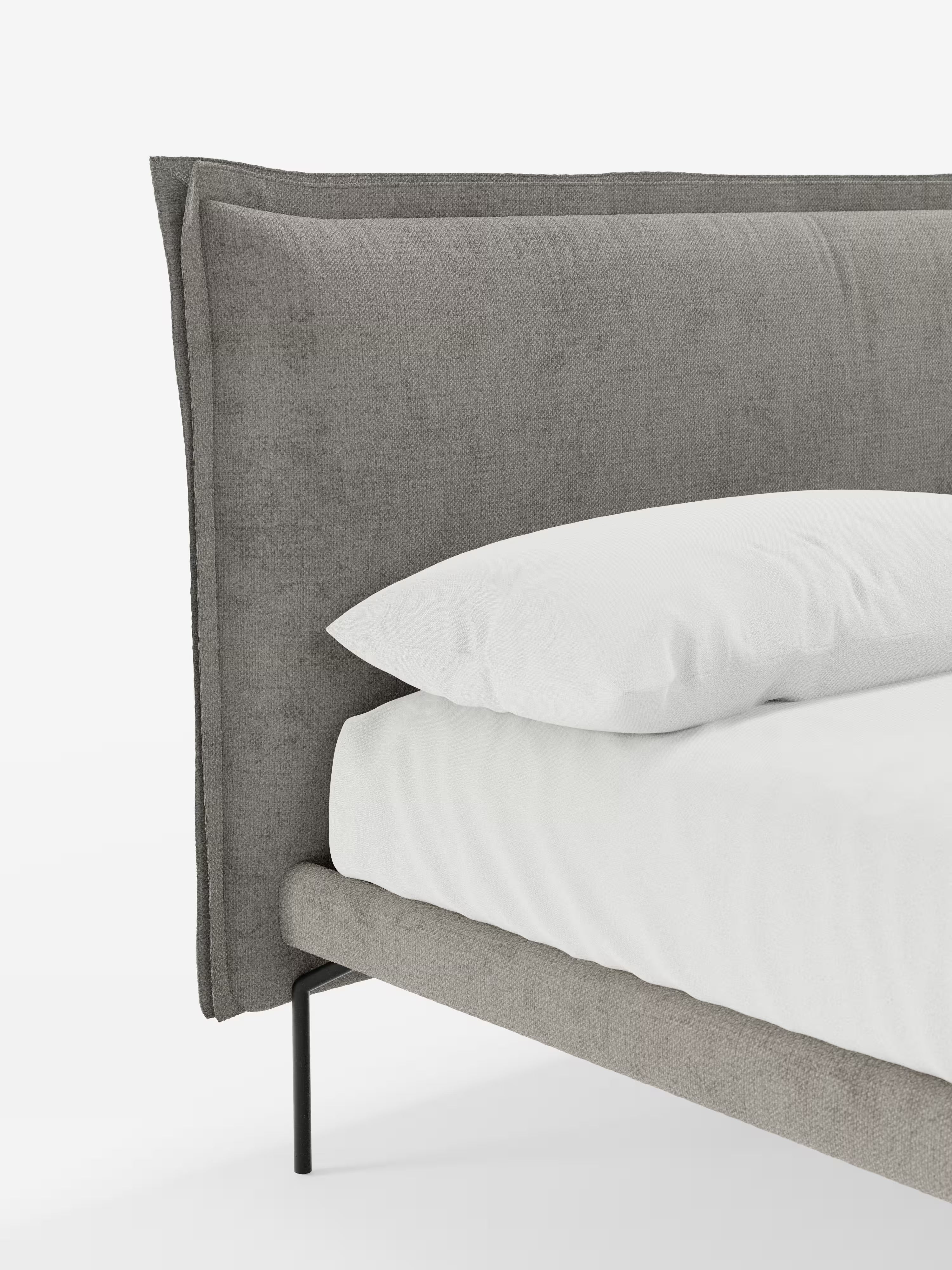 Eric Upholstered removable cover bed with steel legs in stain-resistant fabric