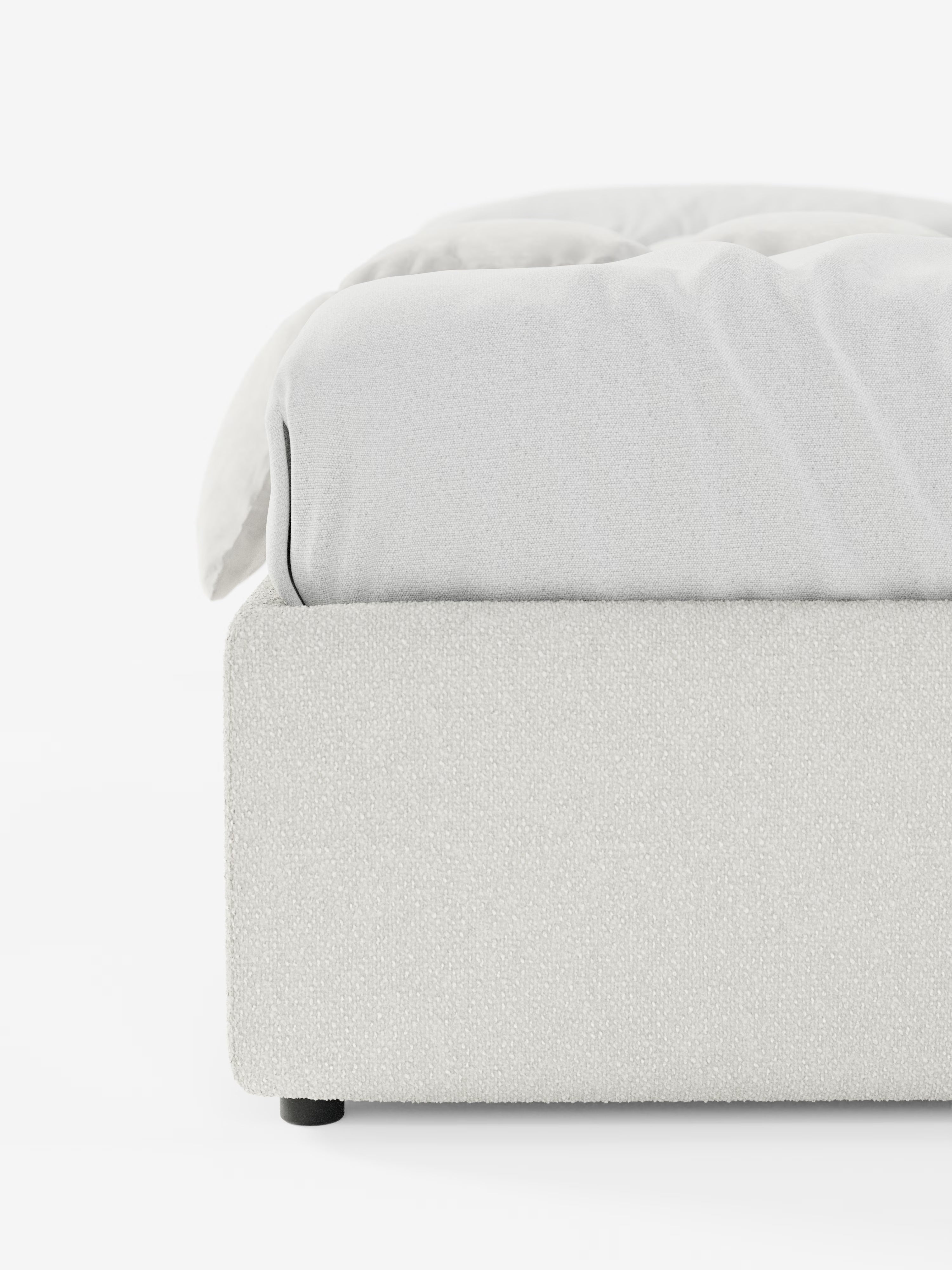 Ina Upholstered removable cover storage box spring in stain-resistant waterproof cotton-effect fabric