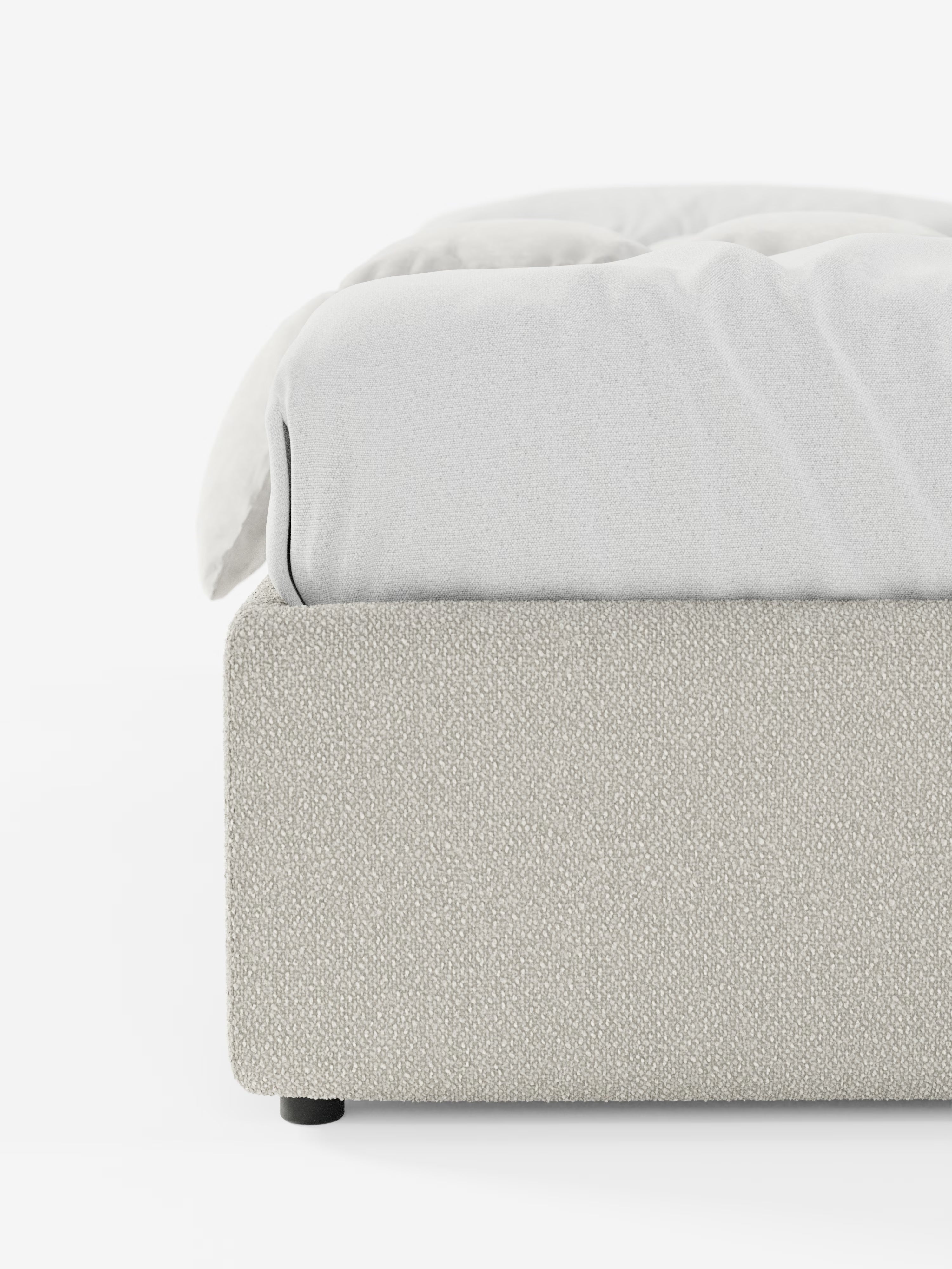 Ina Upholstered removable cover storage box spring in stain-resistant waterproof cotton-effect fabric