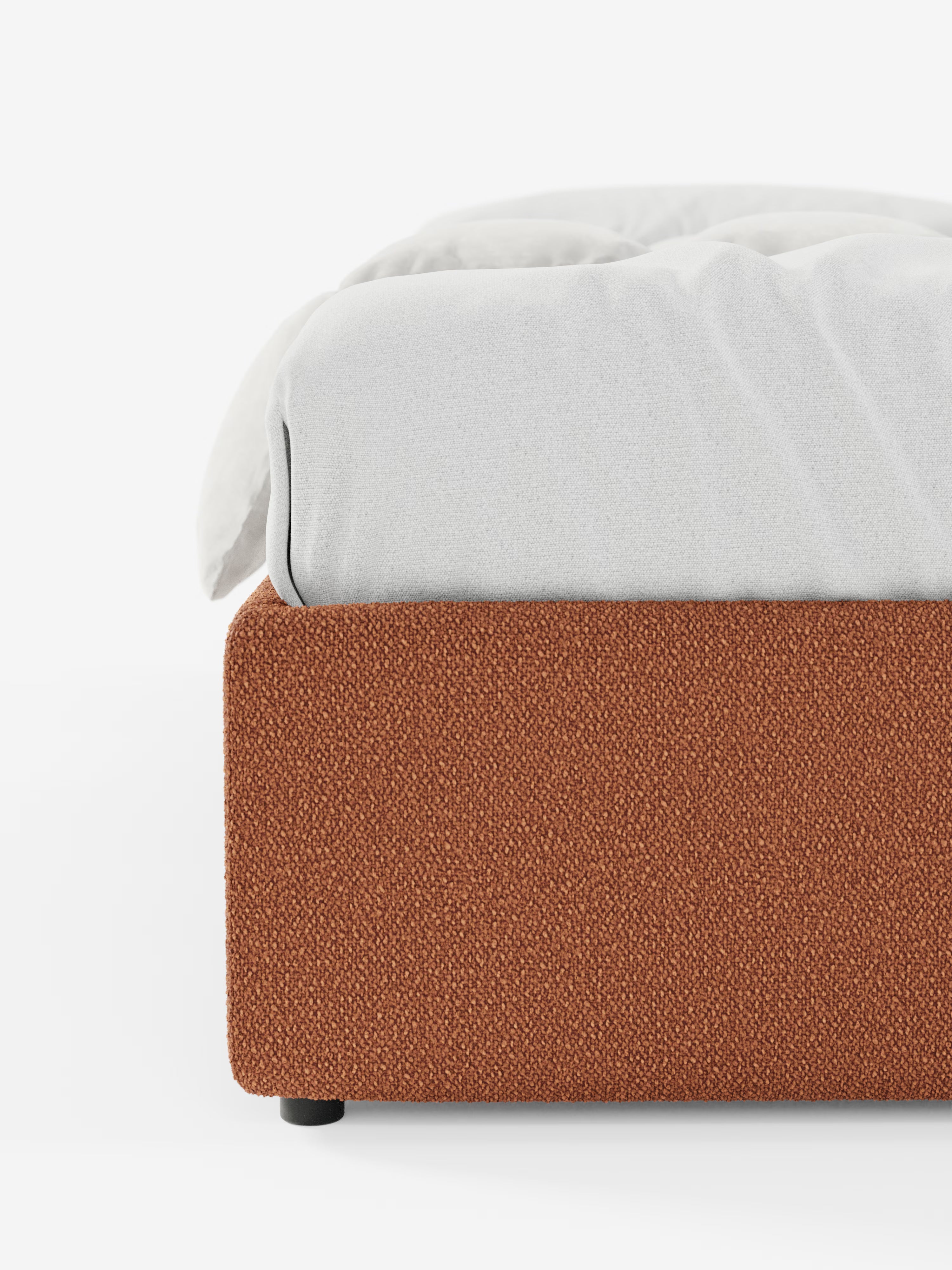Ina Upholstered removable cover storage box spring in stain-resistant waterproof cotton-effect fabric