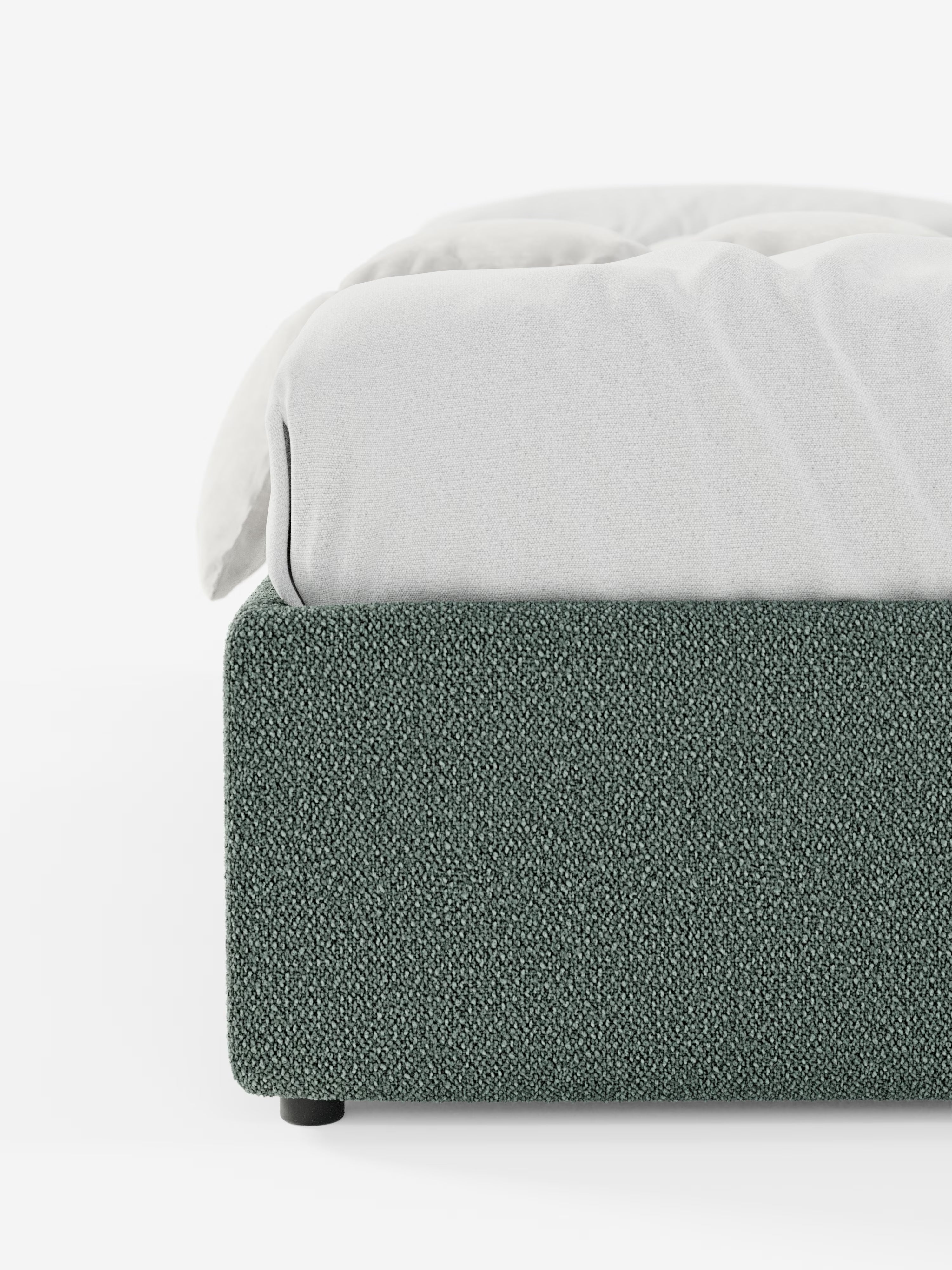 Ina Upholstered removable cover storage box spring in stain-resistant waterproof cotton-effect fabric
