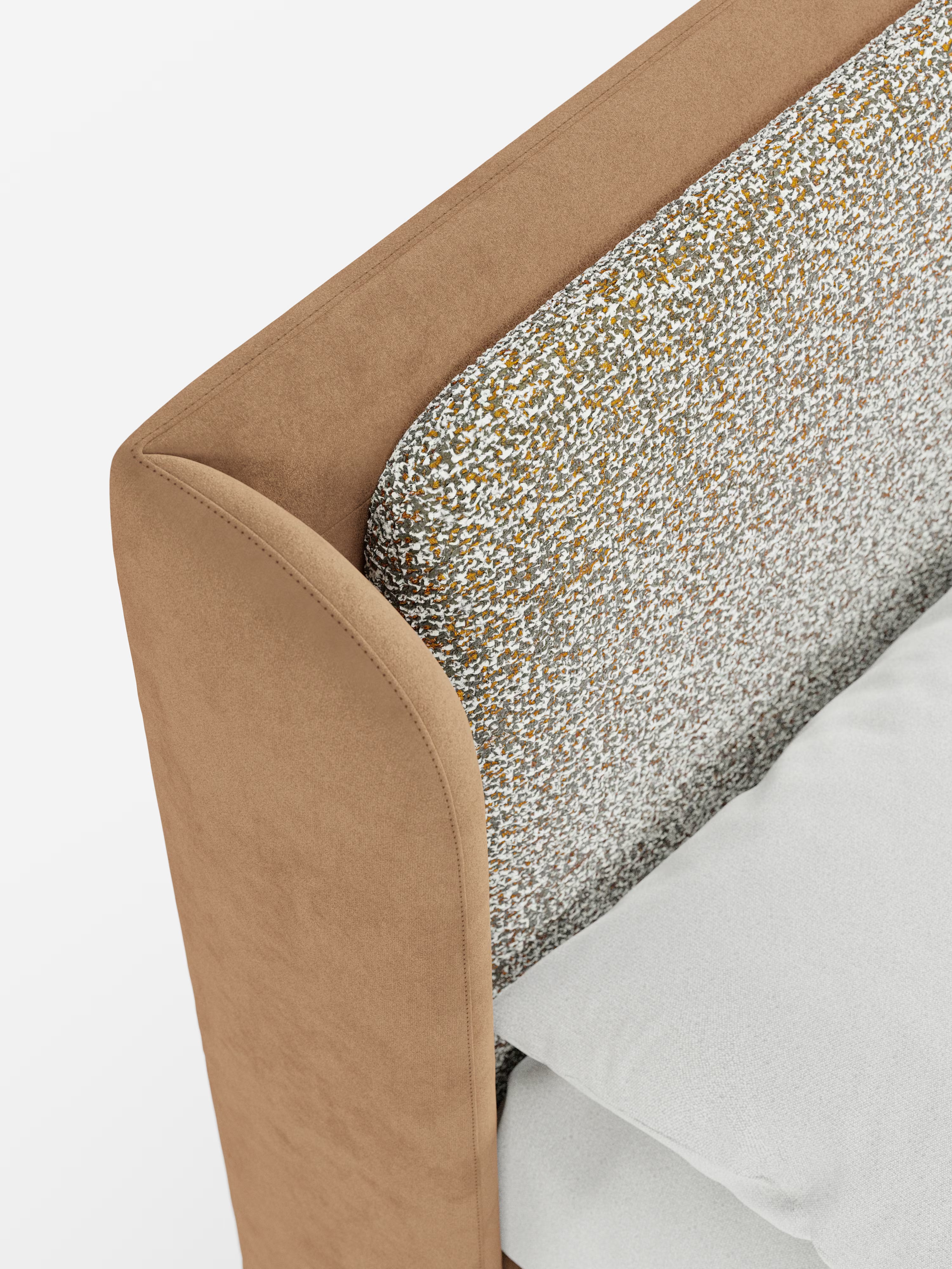 Nadine Cama con canapé tapizada de doble tejido Magnolia Bouclé y Jazz microfibra antimanchas