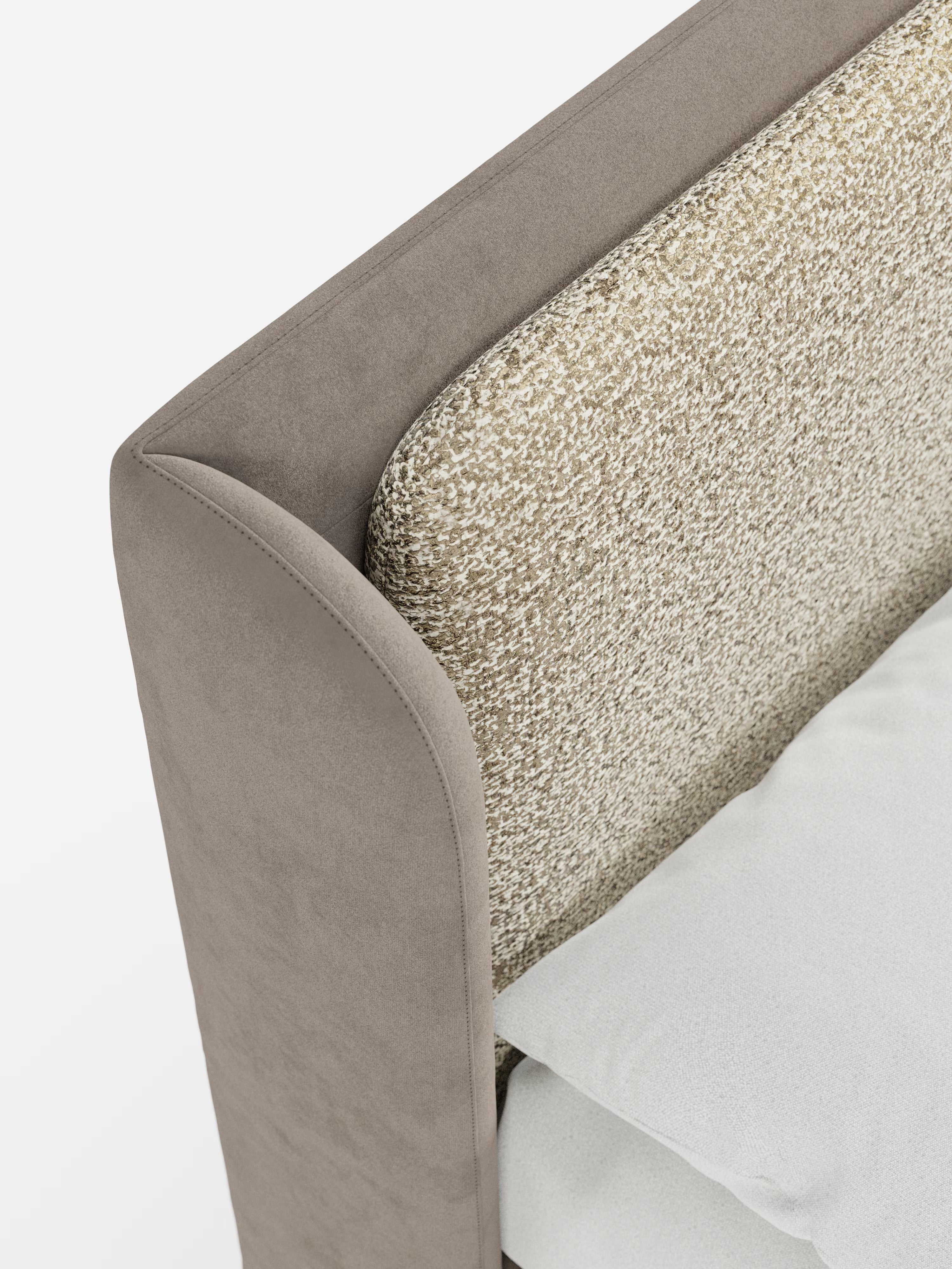 Nadine Cama con canapé tapizada de doble tejido Magnolia Bouclé y Jazz microfibra antimanchas