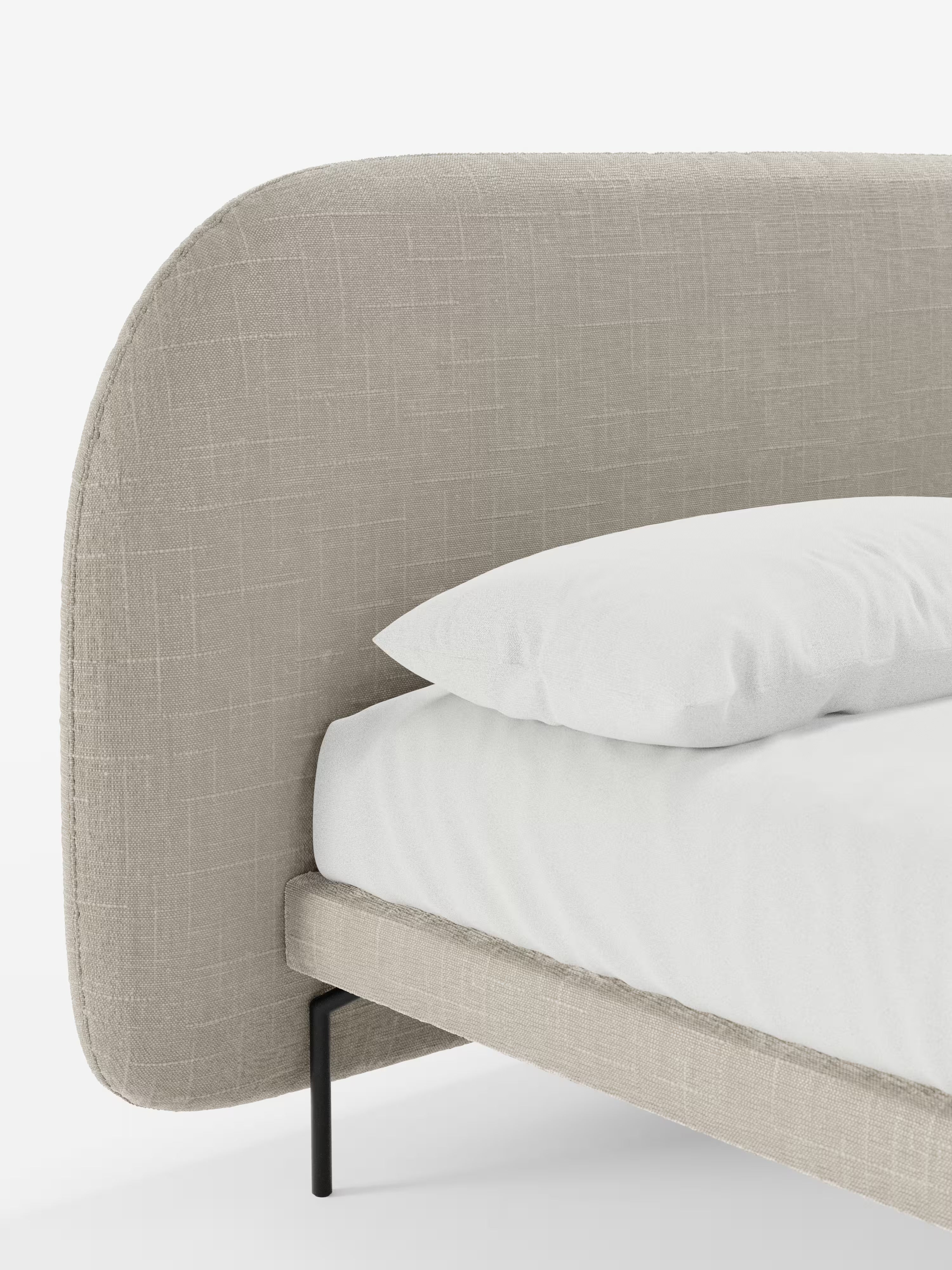 Soleil Cama acolchada de diseño con patas de metal y tejido jacquard antimanchas