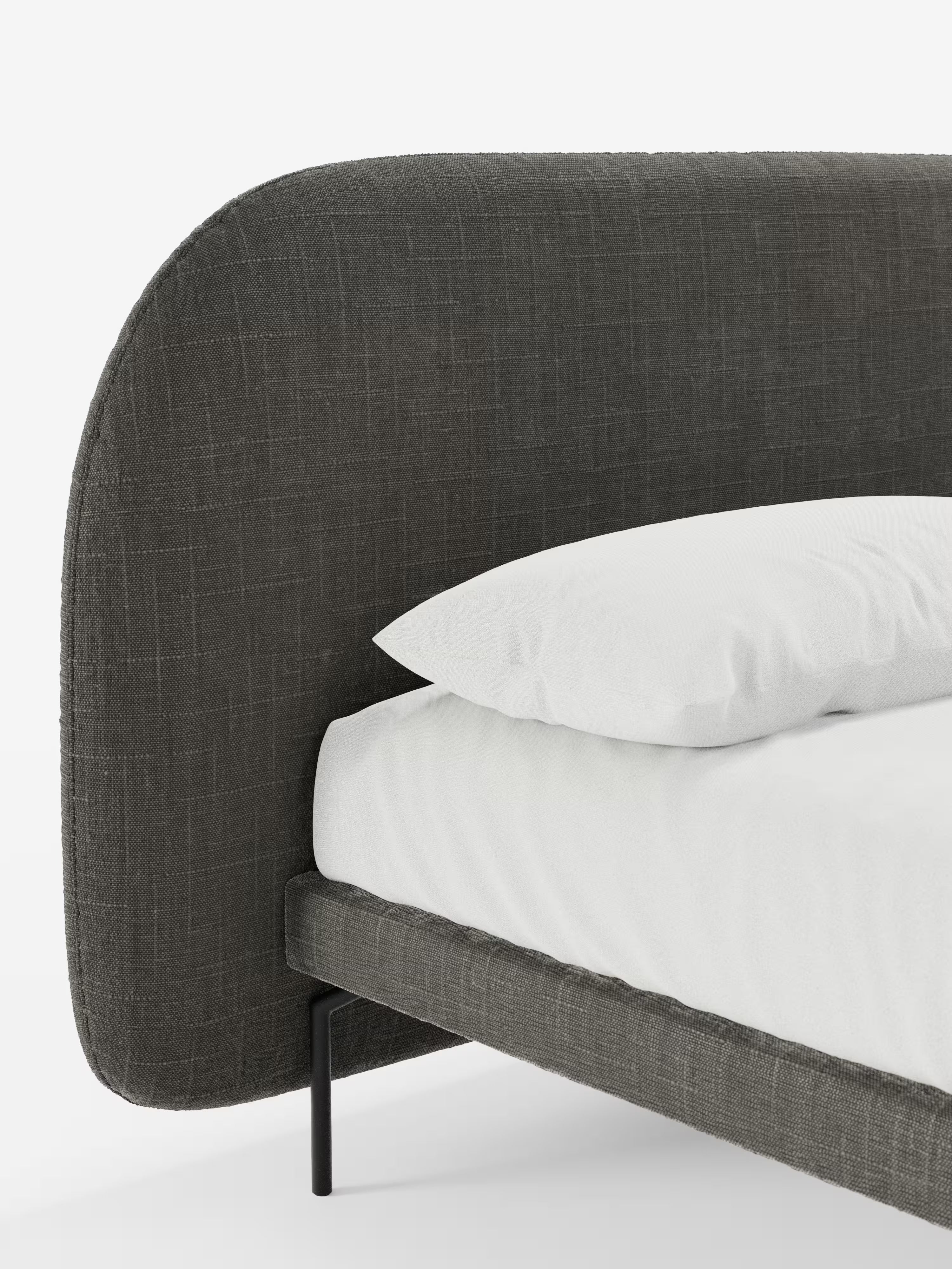 Soleil Cama acolchada de diseño con patas de metal y tejido jacquard antimanchas