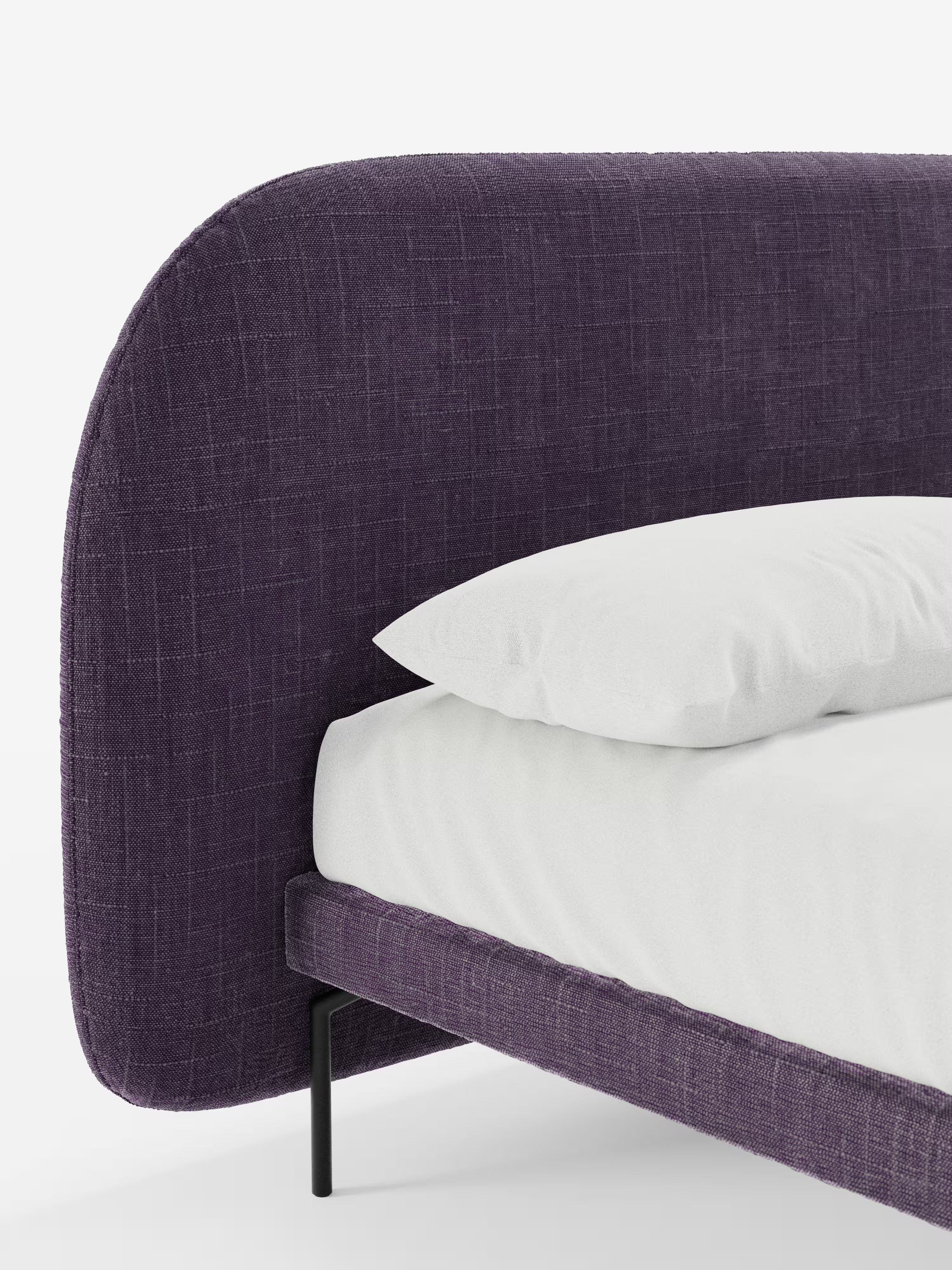 Soleil Cama acolchada de diseño con patas de metal y tejido jacquard antimanchas