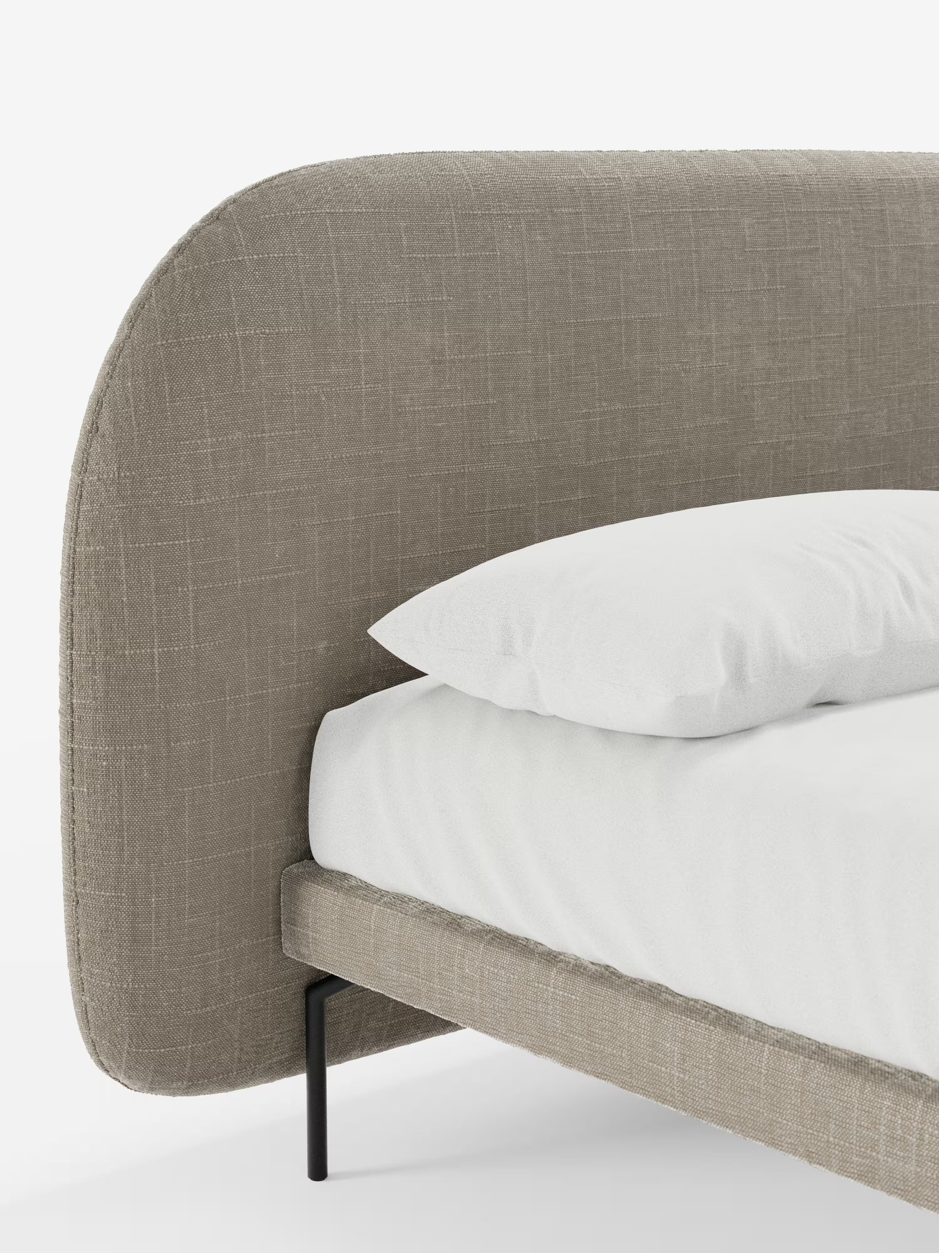 Soleil Cama acolchada de diseño con patas de metal y tejido jacquard antimanchas