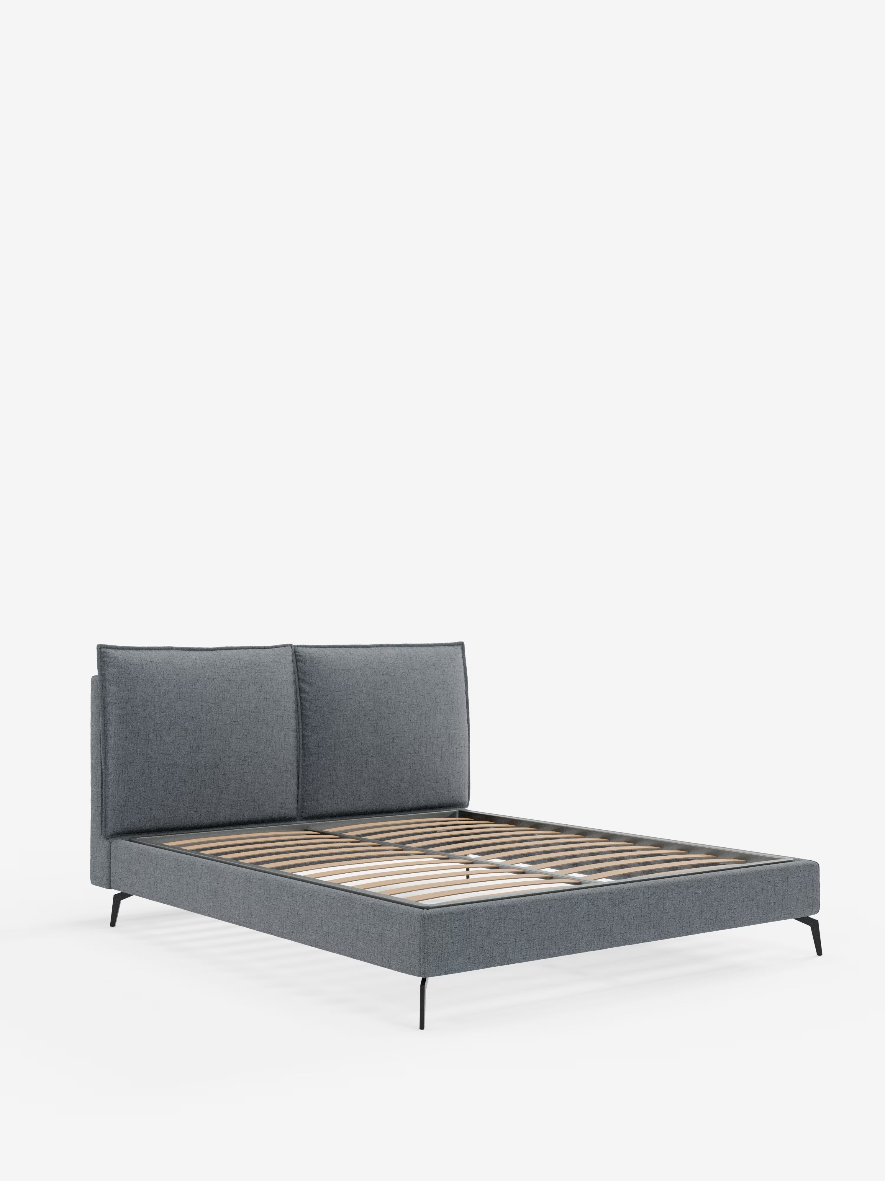 Cloe Cama acolchada de diseño elegante con patas de metal y tejido flameado impermeable