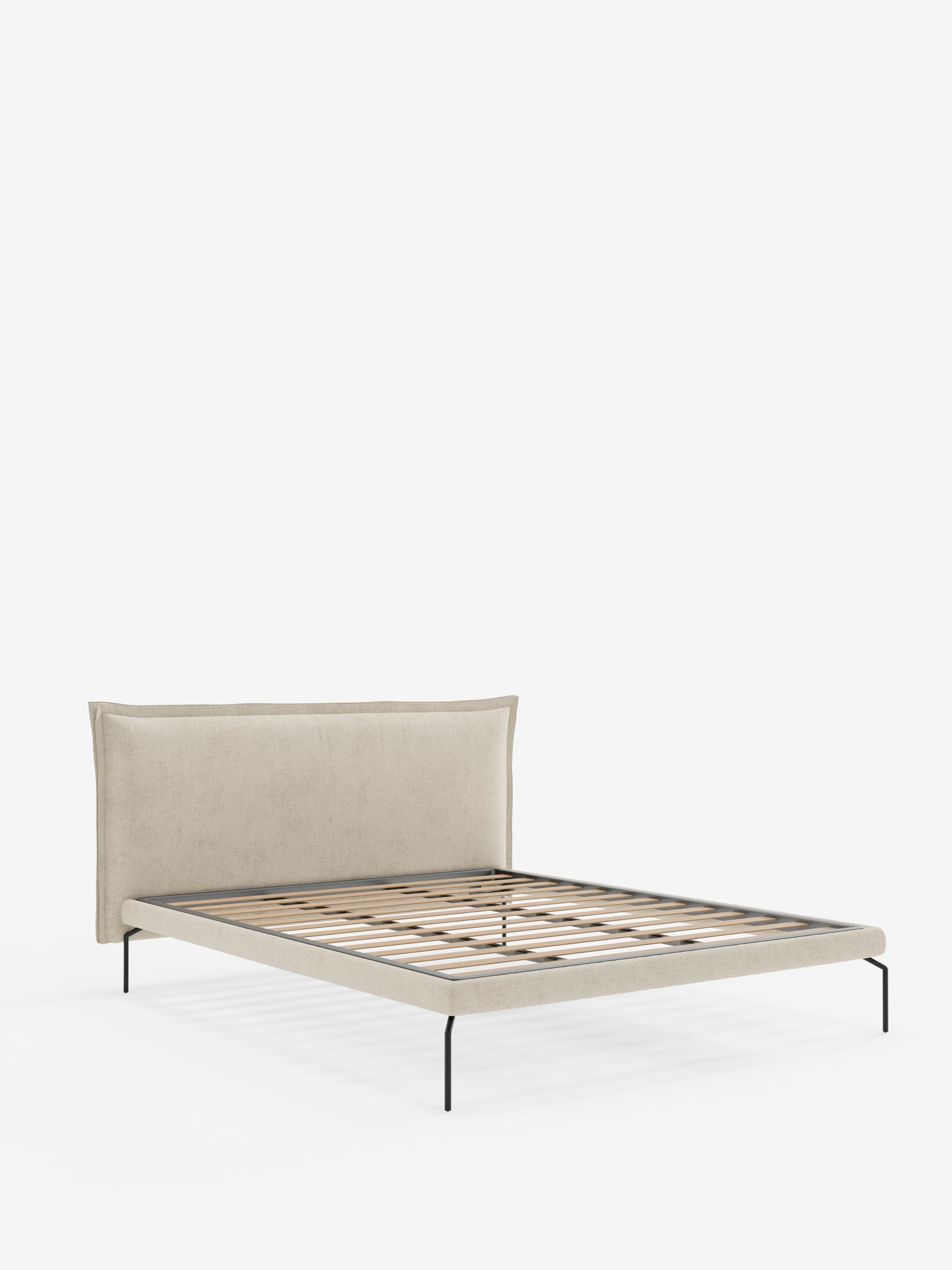 Eric Upholstered removable cover bed with steel legs in stain-resistant fabric