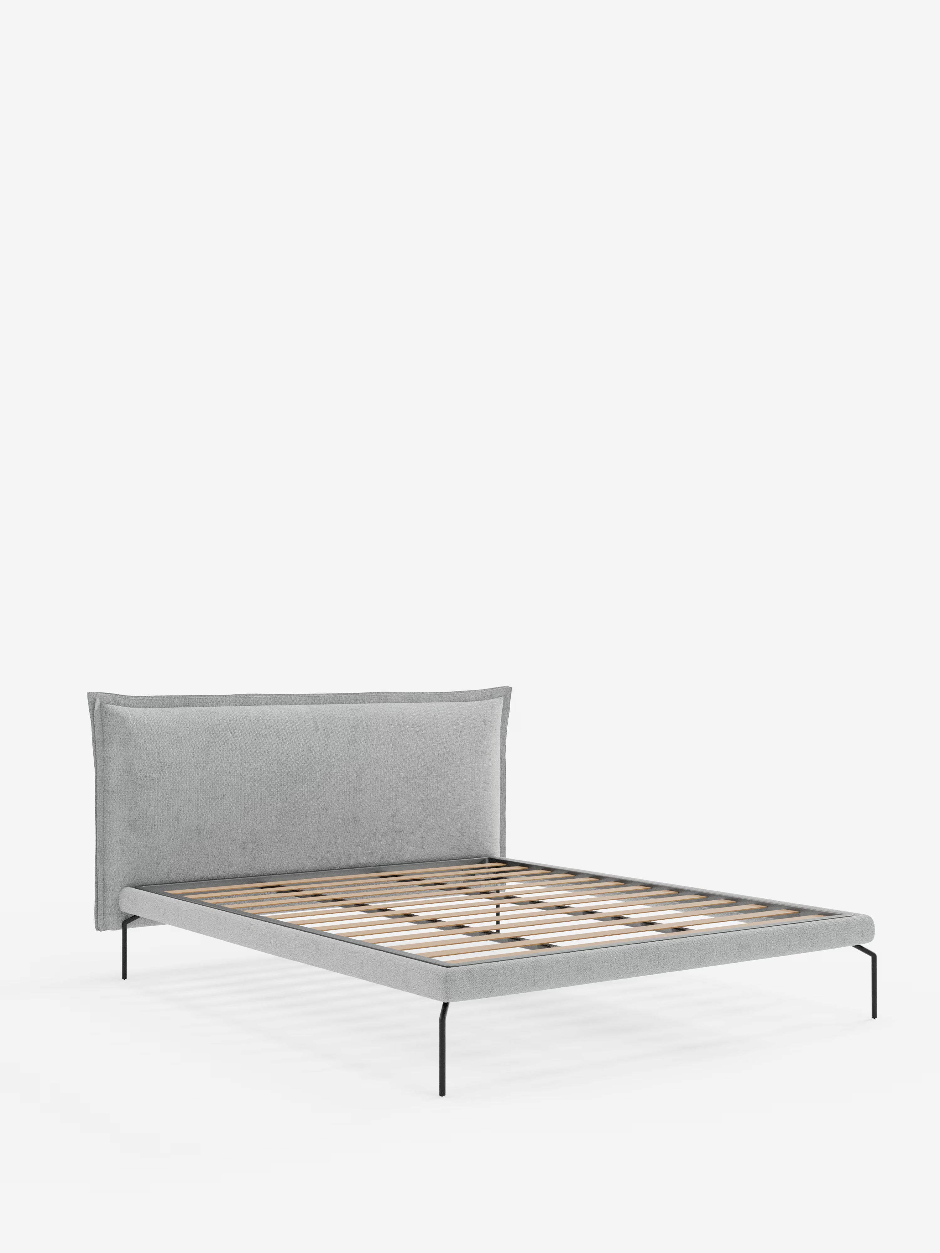 Eric Upholstered removable cover bed with steel legs in stain-resistant fabric