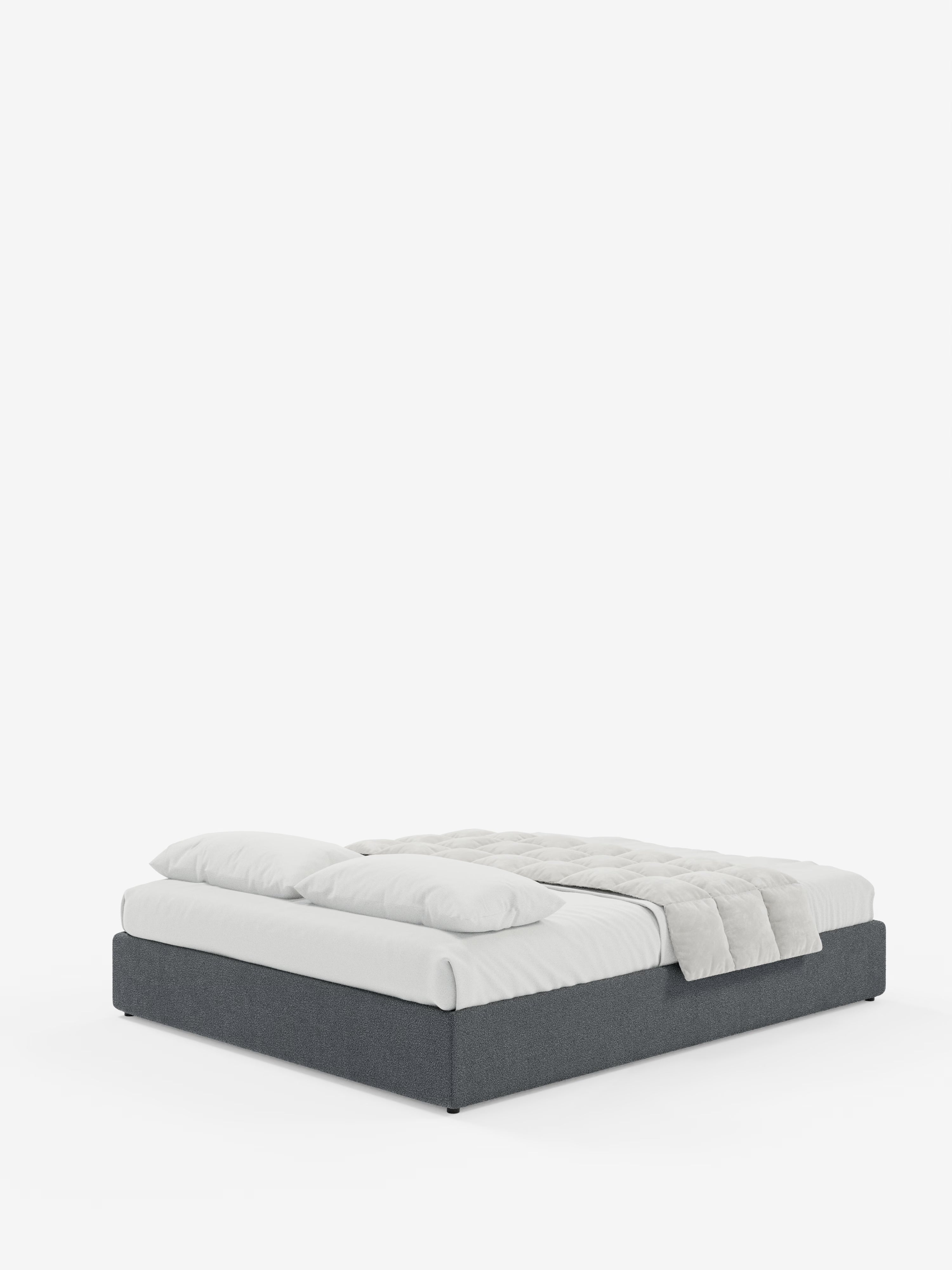 Ina Upholstered removable cover storage box spring in stain-resistant waterproof cotton-effect fabric