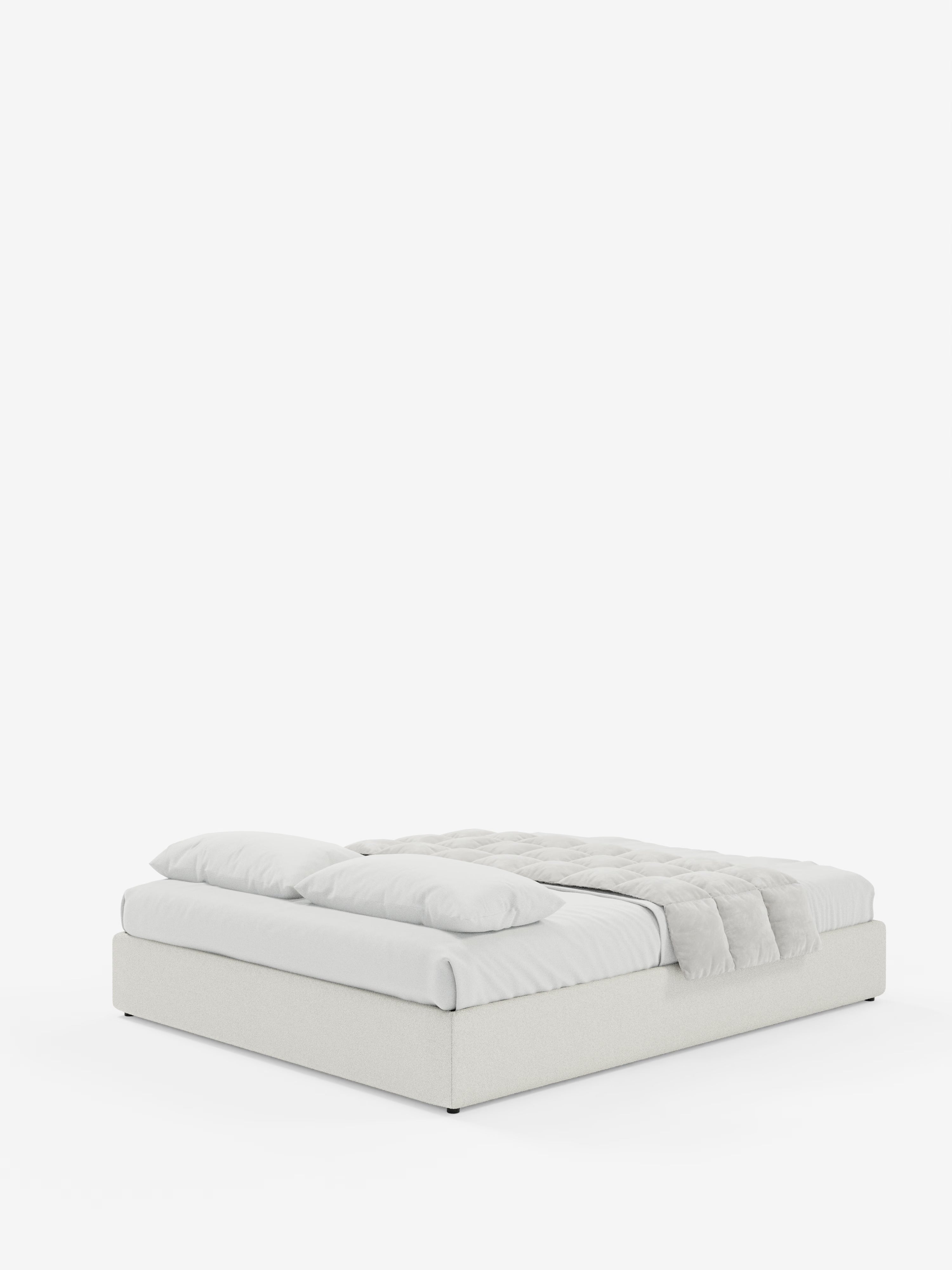 Ina Upholstered removable cover storage box spring in stain-resistant waterproof cotton-effect fabric